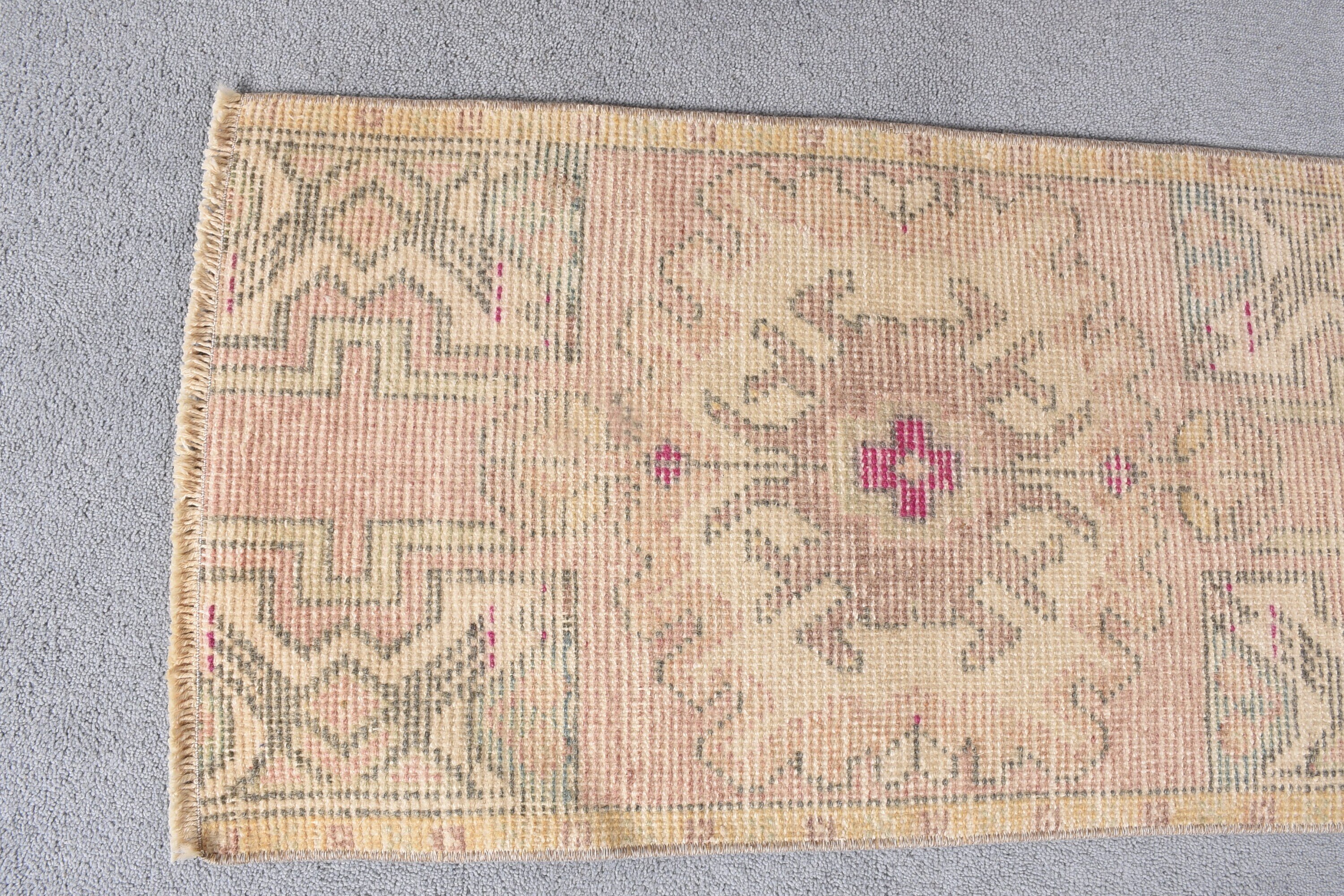 1.5x2.9 ft Küçük Halı, Ev Dekor Halısı, Kapı Paspası Halıları, Vintage Halı, Araba Paspas Halısı, Bej Yün Halı, Yatak Odası Halısı, Oushak Halıları, Türk Halısı