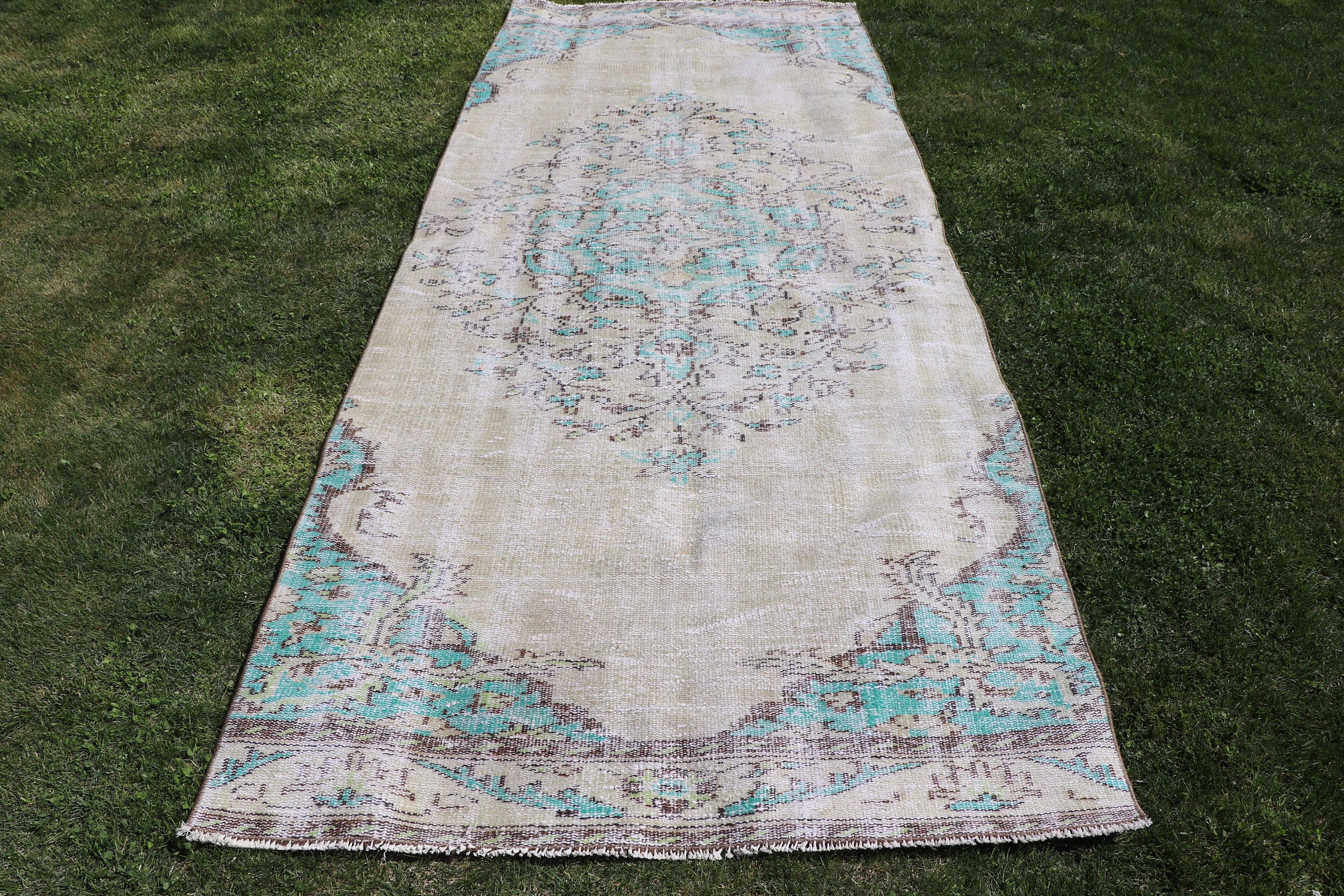 Bej 4x9.6 ft Alan Halısı, Çocuk Halısı, İç Mekan Halısı, Türk Halıları, Antika Halılar, Vintage Halılar, Boho Bölgesi Halıları, Havalı Halılar