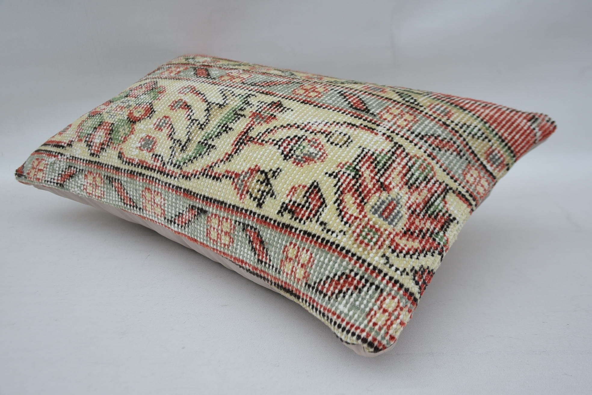 12"x20" Beige Cushion, Ethnical Kilim Rug Pillow, Luxury Cushion Cover, Handmade Kilim Cushion, Christmas Cushion, Turkish Kilim Pillow