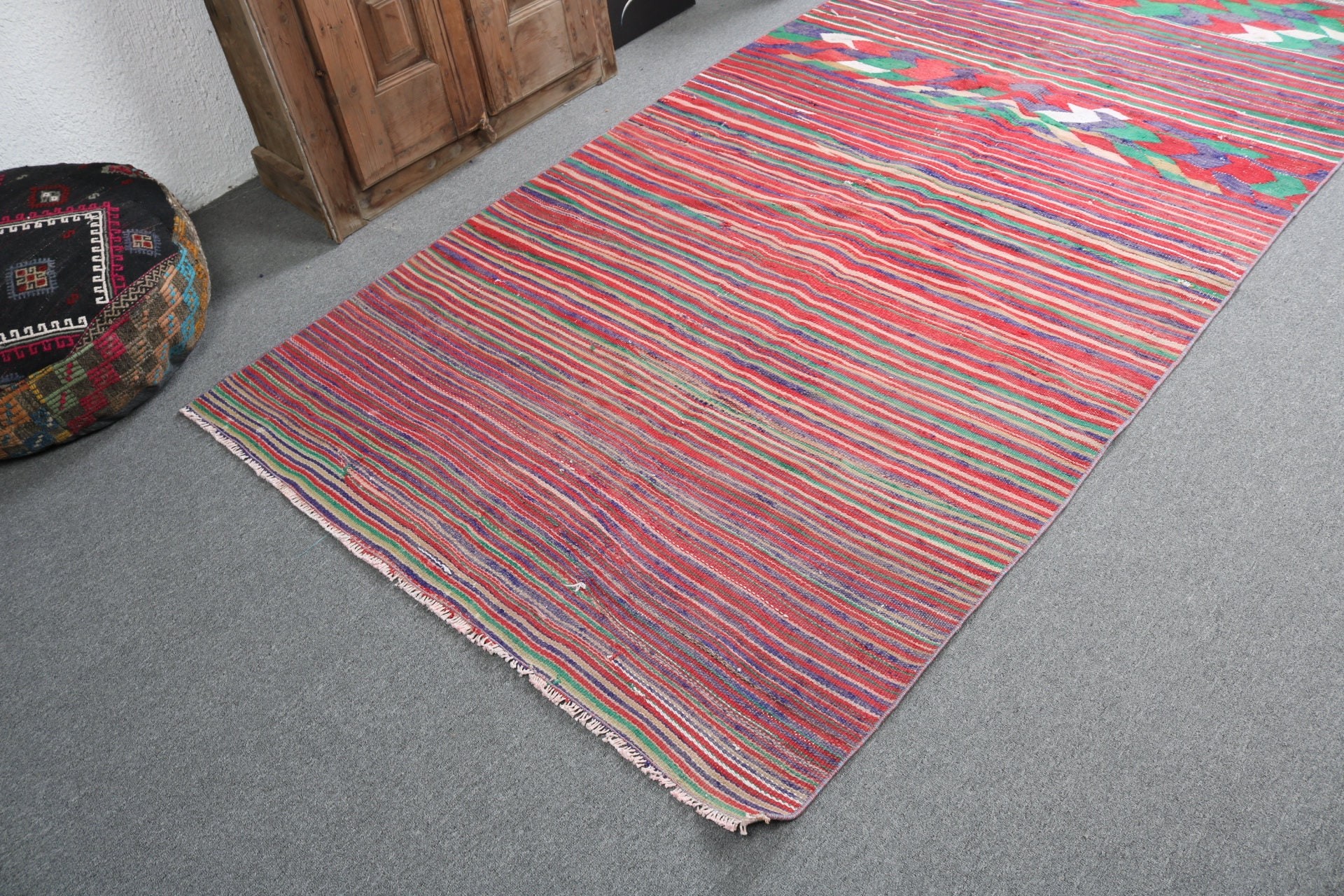 Kilim, Ev Dekorasyonu Halıları, Yatak Odası Halıları, Boho Alan Halısı, 4,4x8,4 ft Alan Halısı, Vintage Alan Halısı, Vintage Halı, Türk Halıları, Kırmızı Fas Halıları