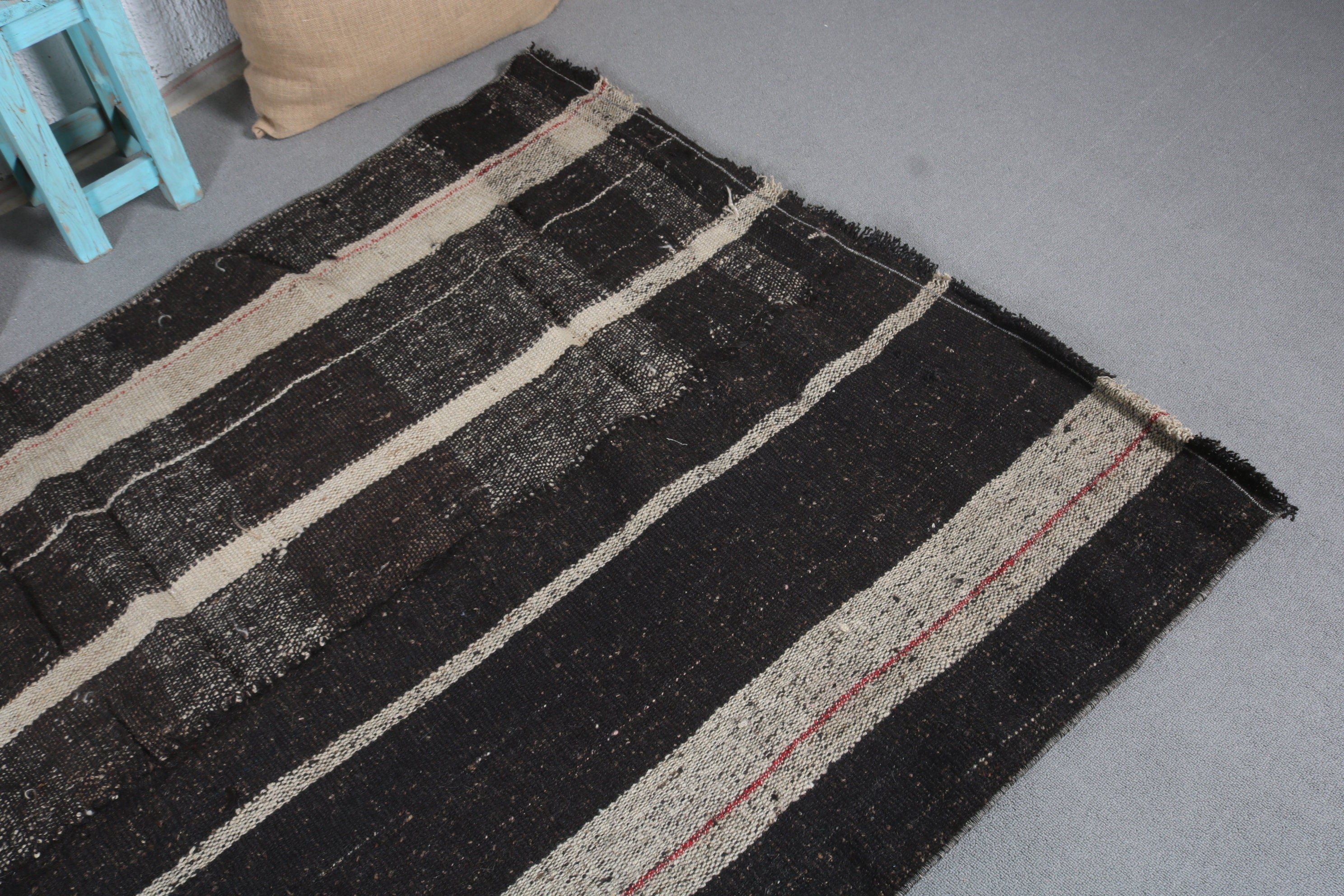 Vintage Rug, Black Moroccan Rug, Anatolian Rugs, Kilim, Muted Rug, Nursery Rugs, 3.7x6.6 ft Area Rugs, Turkish Rug, Kitchen Rugs, Floor Rug