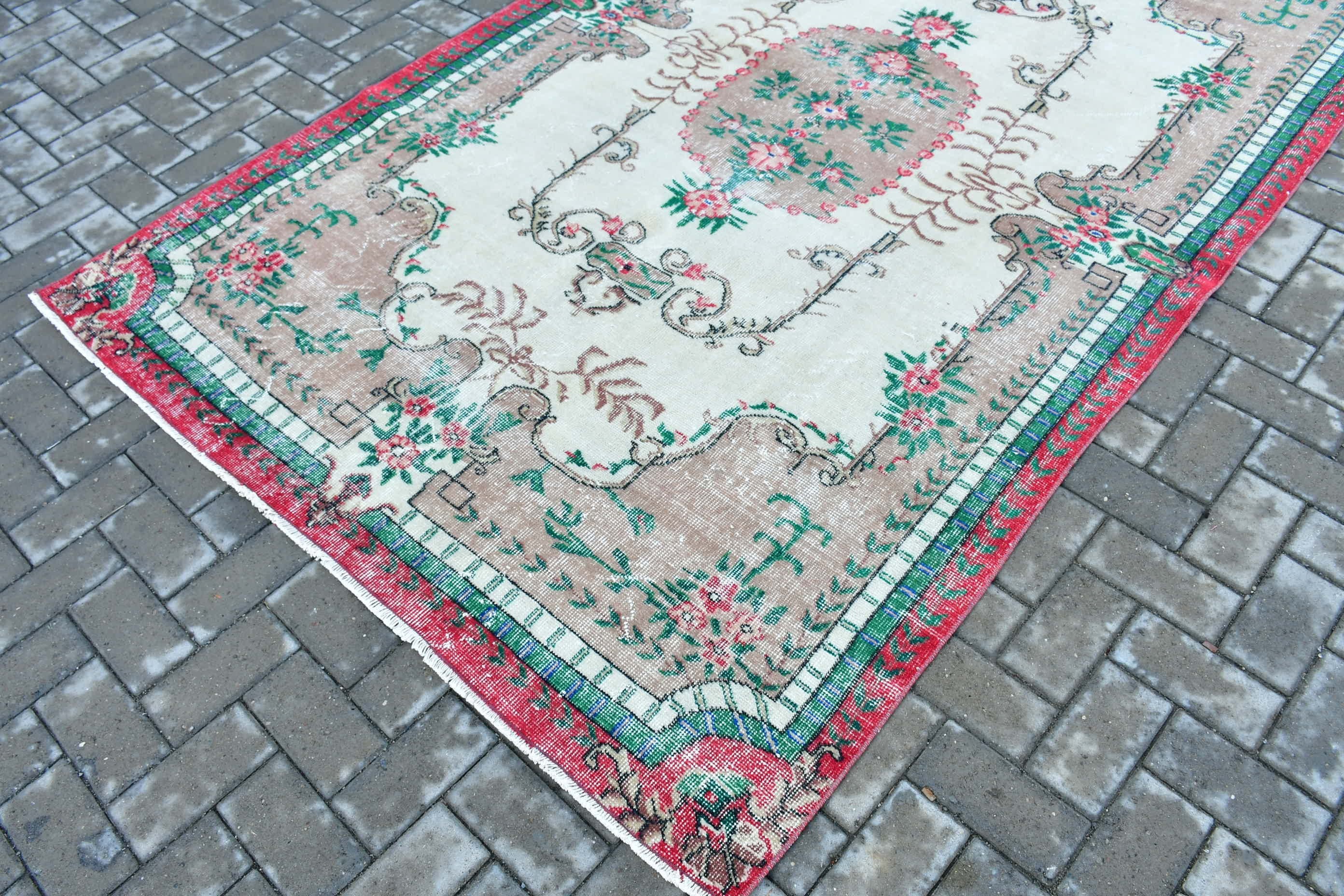 Eski Halı, Türk Halısı, Yeşil 5.4x8.9 ft Büyük Halı, Oturma Odası Halısı, Antika Halı, Yatak Odası Halısı, Vintage Halılar