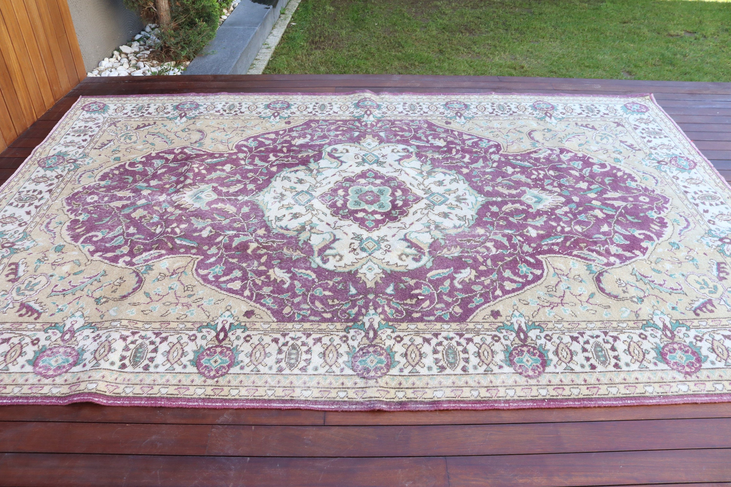 Türk Halısı, Vintage Halılar, Yatak Odası Halıları, Ev Dekorasyonu Halıları, Düz Dokuma Halı, 6.6x10 ft Büyük Halılar, Mor Düz Dokuma Halı, Oturma Odası Halıları