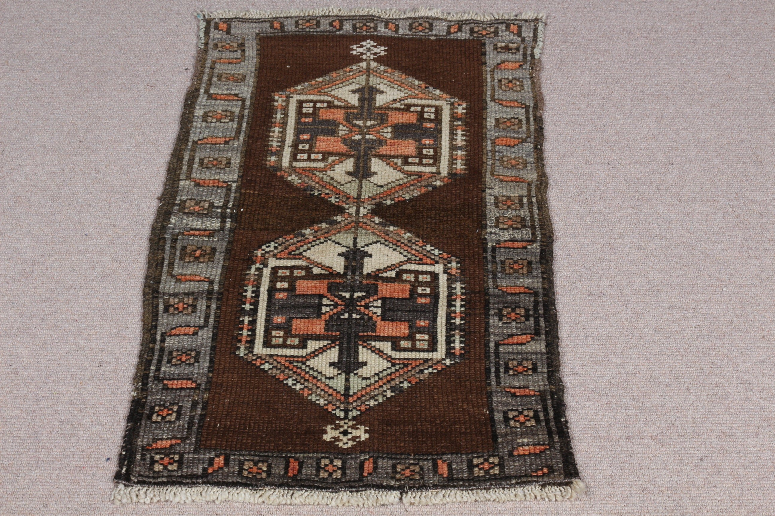 Entry Rug, Brown Moroccan Rug, Anatolian Rugs, Turkish Rug, Vintage Rug, 1.8x2.8 ft Small Rug, Flatweave Rugs, Kitchen Rugs, Oriental Rug