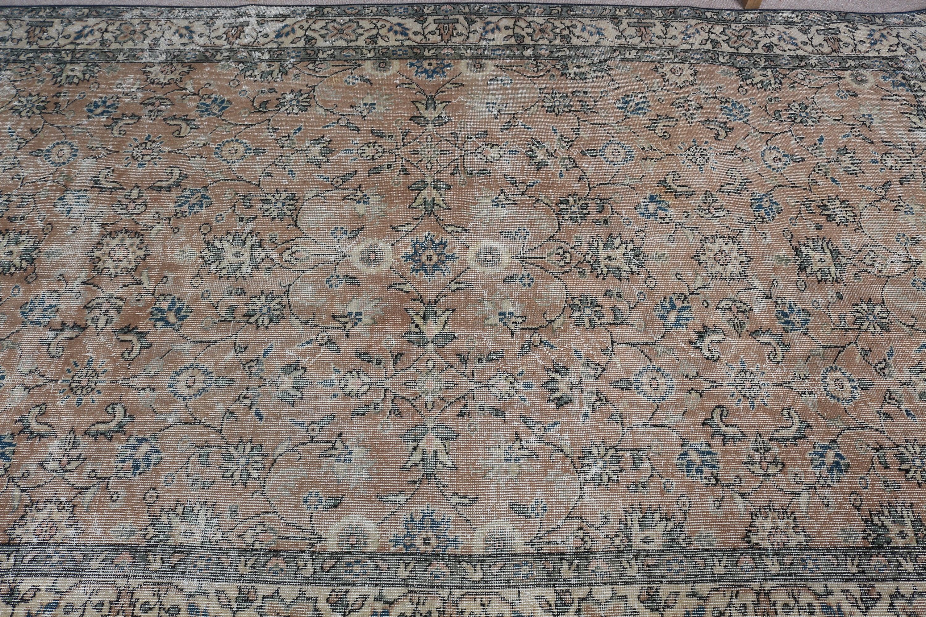 Anadolu Halıları, Türk Halısı, Turuncu Ev Dekor Halıları, 4.9x8 ft Alan Halısı, Vintage Halı, Aztek Halısı, Soluk Halı, Ev Dekor Halısı, Oturma Odası Halıları