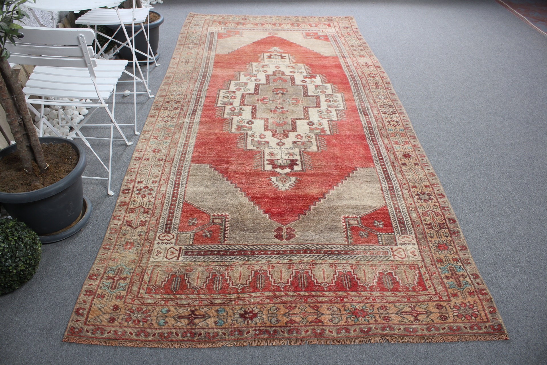 Göçebe Halı, Vintage Halı, Etnik Halı, Yatak Odası Halısı, Yatak Odası Halıları, Türk Halısı, Kırmızı Soğuk Halı, Salon Halıları, Yer Halısı, 5x10,9 ft Büyük Halı