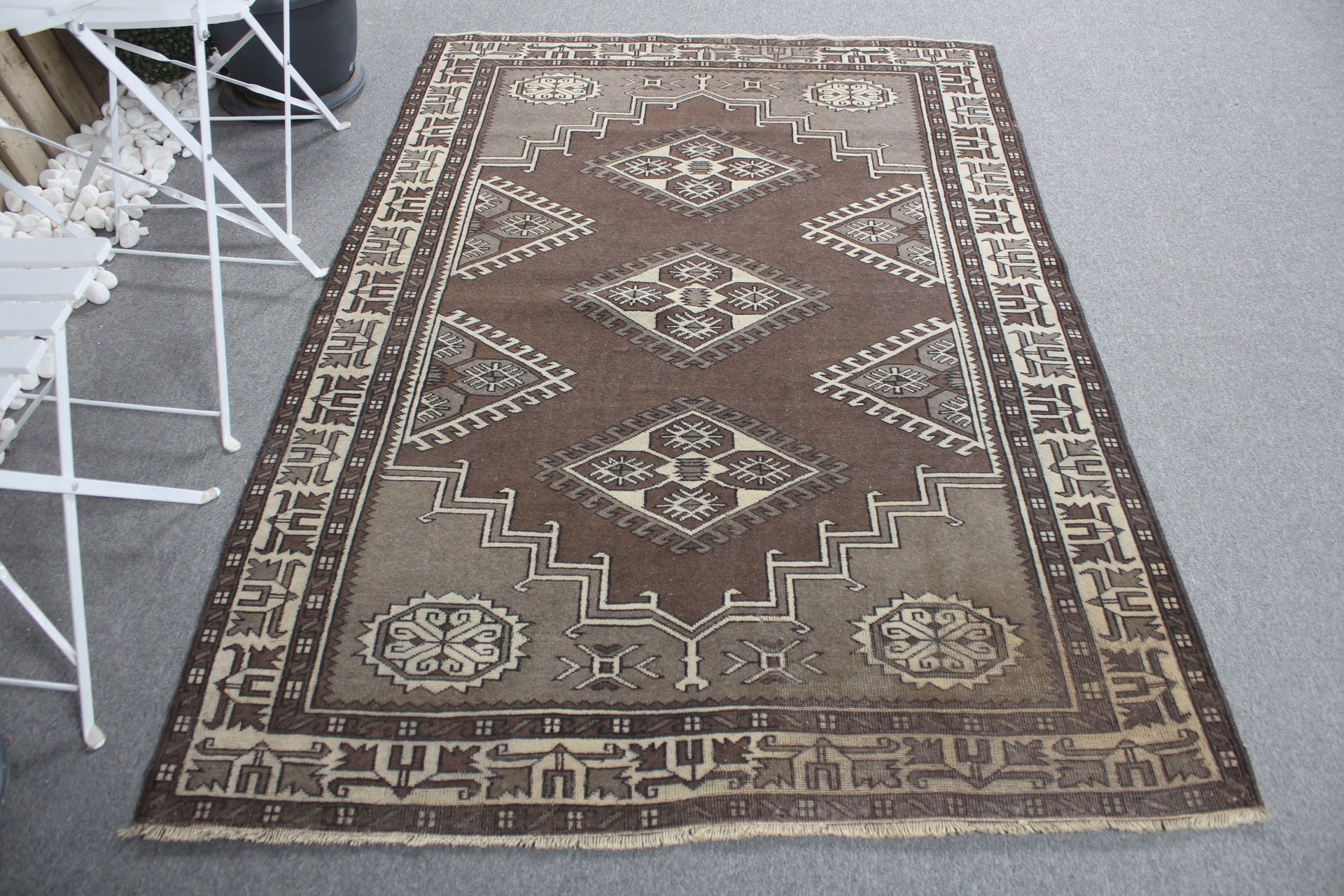 Rugs for Floor, Turkish Rug, Dining Room Rug, Vintage Rugs, Kitchen Rug, Floor Rug, Oriental Rug, 4.5x6.4 ft Area Rugs, Brown Antique Rug