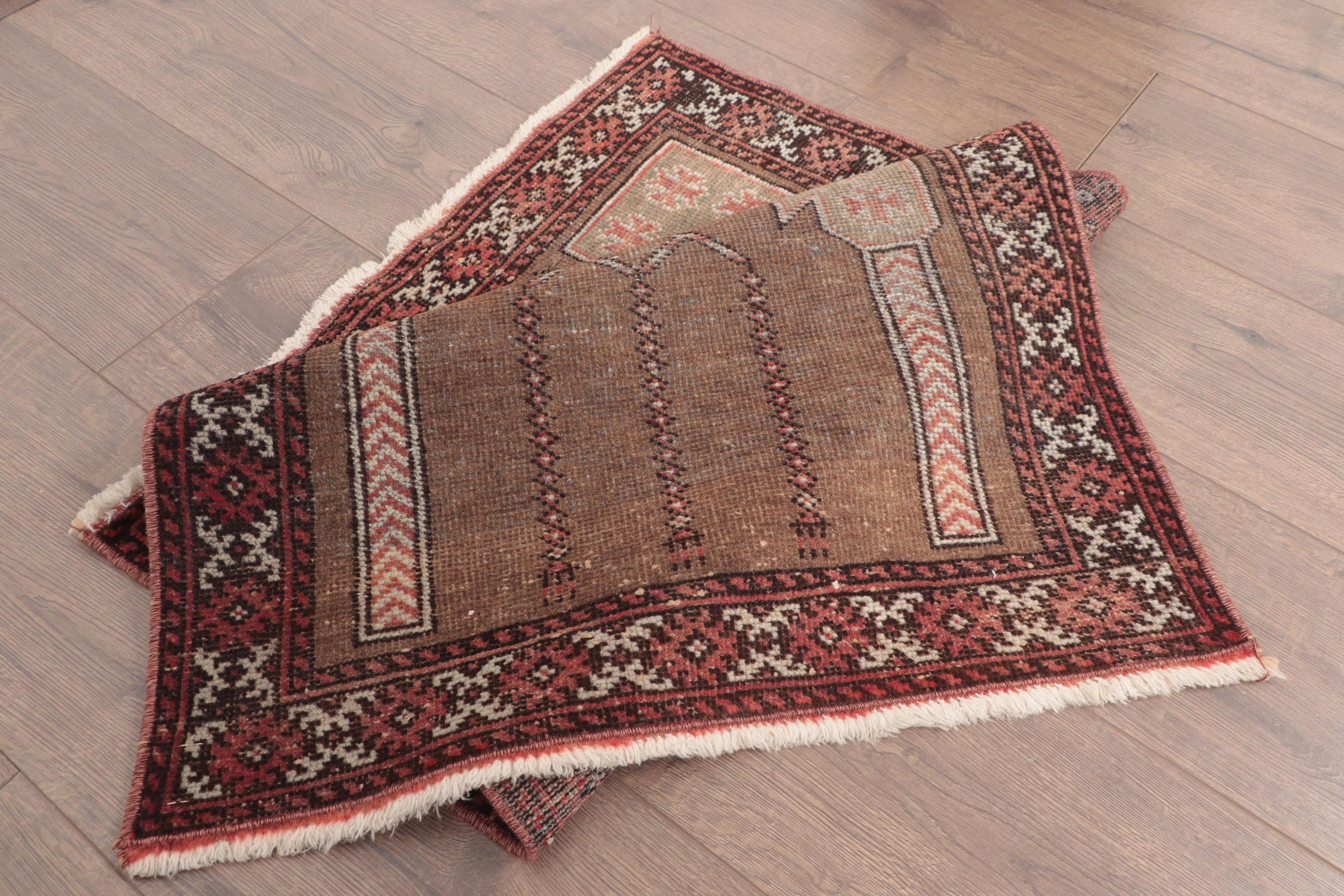 Vintage Halılar, 2x3,3 ft Küçük Halılar, Vintage Dekor Halısı, Bronz Yün Halısı, Türk Halıları, Yatak Odası Halıları, Antika Halılar, Giriş Halıları, Banyo Halıları