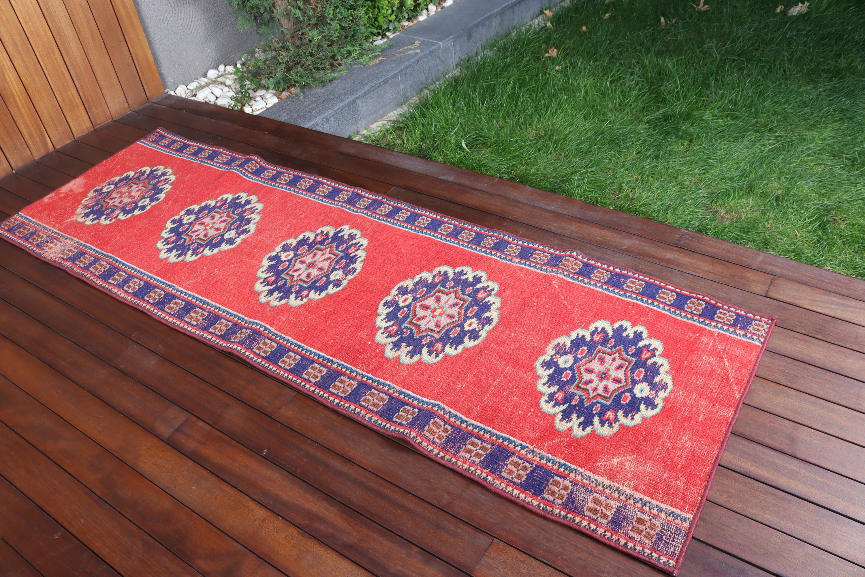 Koridor Halısı, Kırmızı Oryantal Halı, Vintage Halılar, 2.6x7.9 ft Runner Halıları, Antika Halı, Uzun Yolluk Halıları, Türk Halısı, Oryantal Halı, Modern Halı