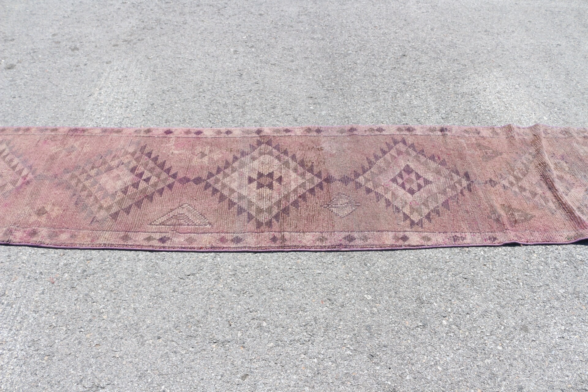 Estetik Halı, Oushak Halıları, Koridor Halısı, Koridor Halıları, Yatak Odası Halısı, Kahverengi Oushak Halısı, Vintage Halı, Türk Halısı, 2.4x11.6 ft Yolluk Halısı