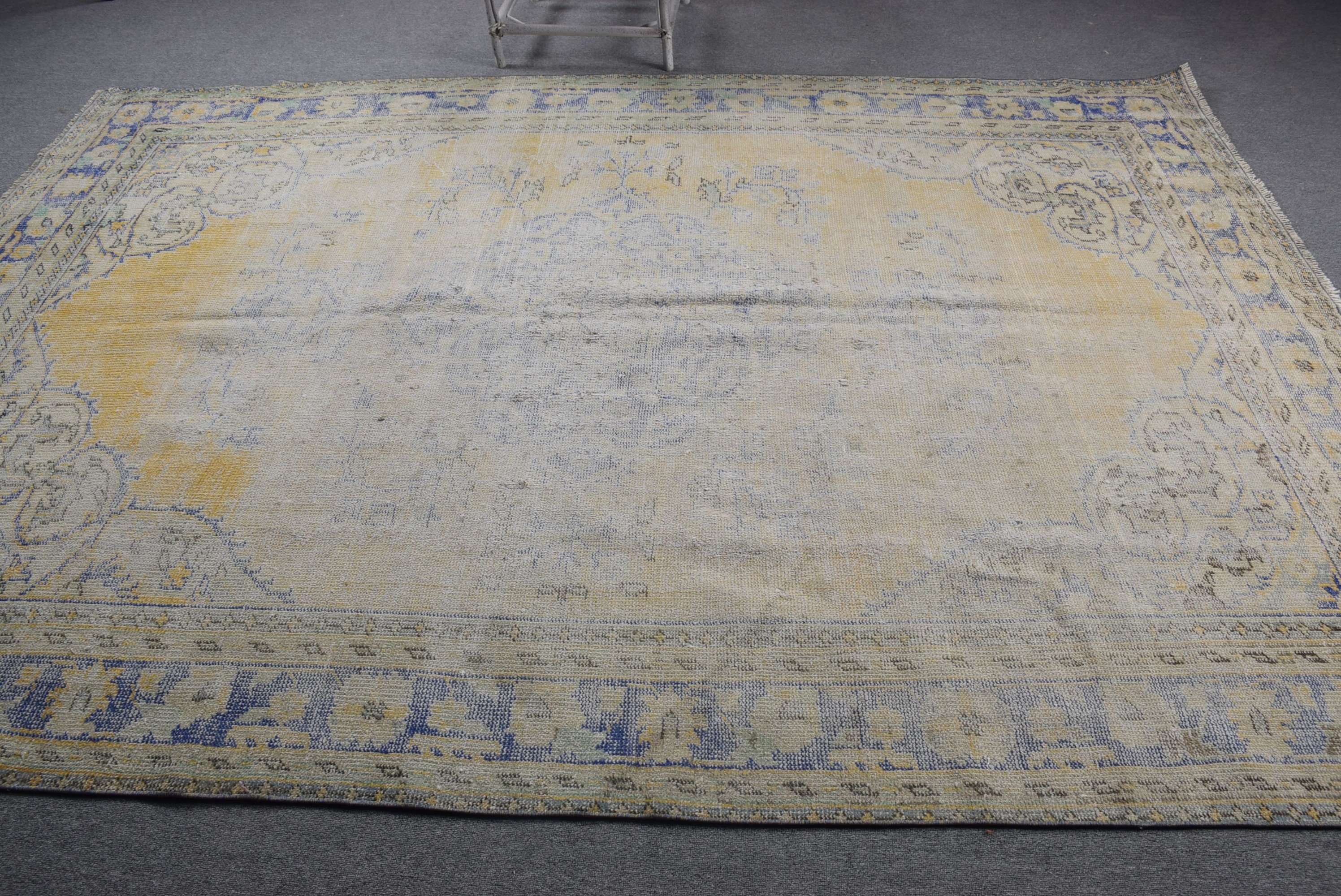 Dining Room Rugs, Anatolian Rug, Tribal Rug, Turkish Rug, 6.9x9.7 ft Large Rug, Vintage Rug, Yellow Wool Rug, Bedroom Rugs