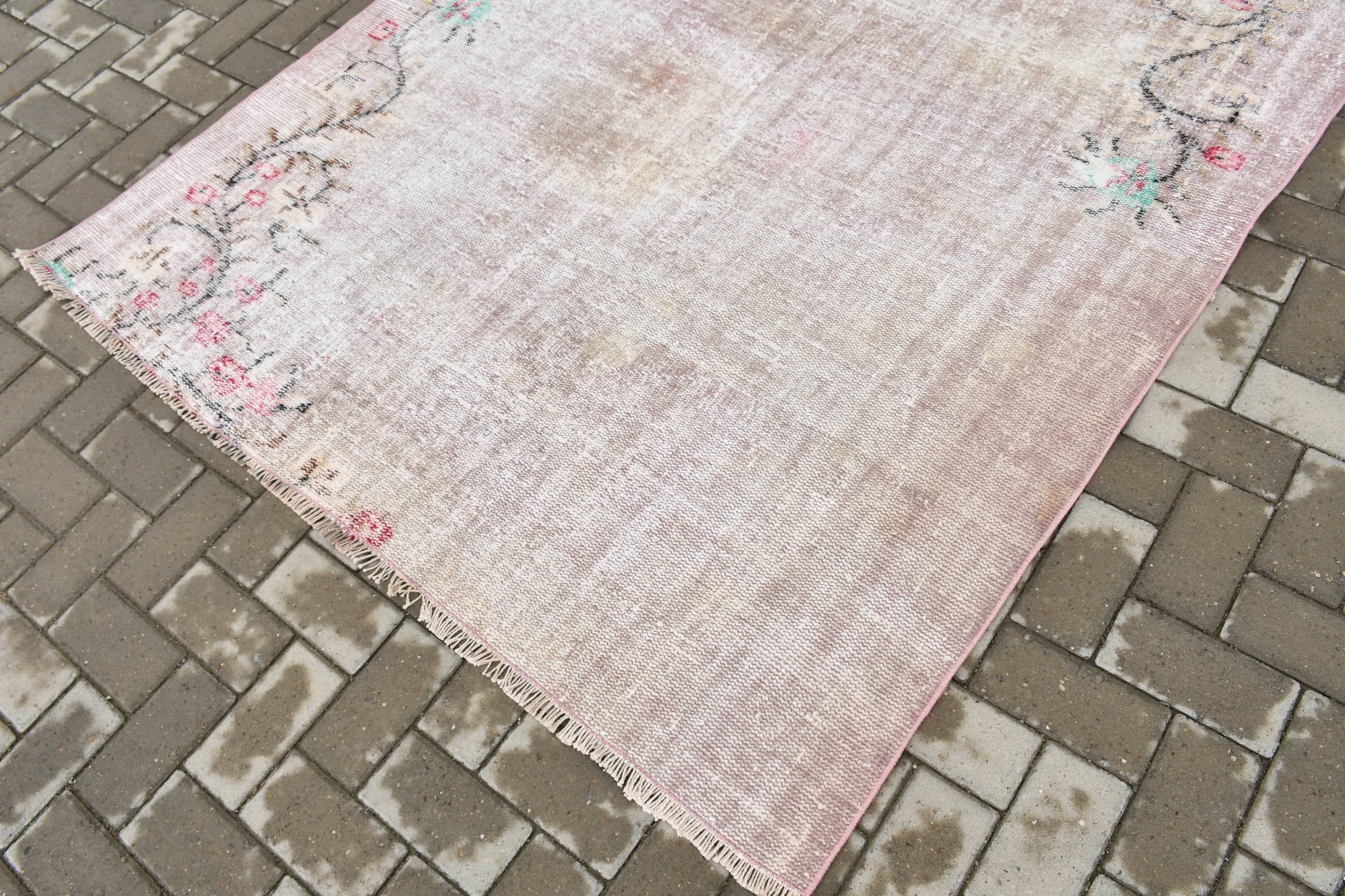 Turkish Rug, Floor Rug, Designer Rug, Nursery Rugs, Pink Anatolian Rug, Vintage Rug, 5.2x6.3 ft Area Rug, Rugs for Area, Bedroom Rug