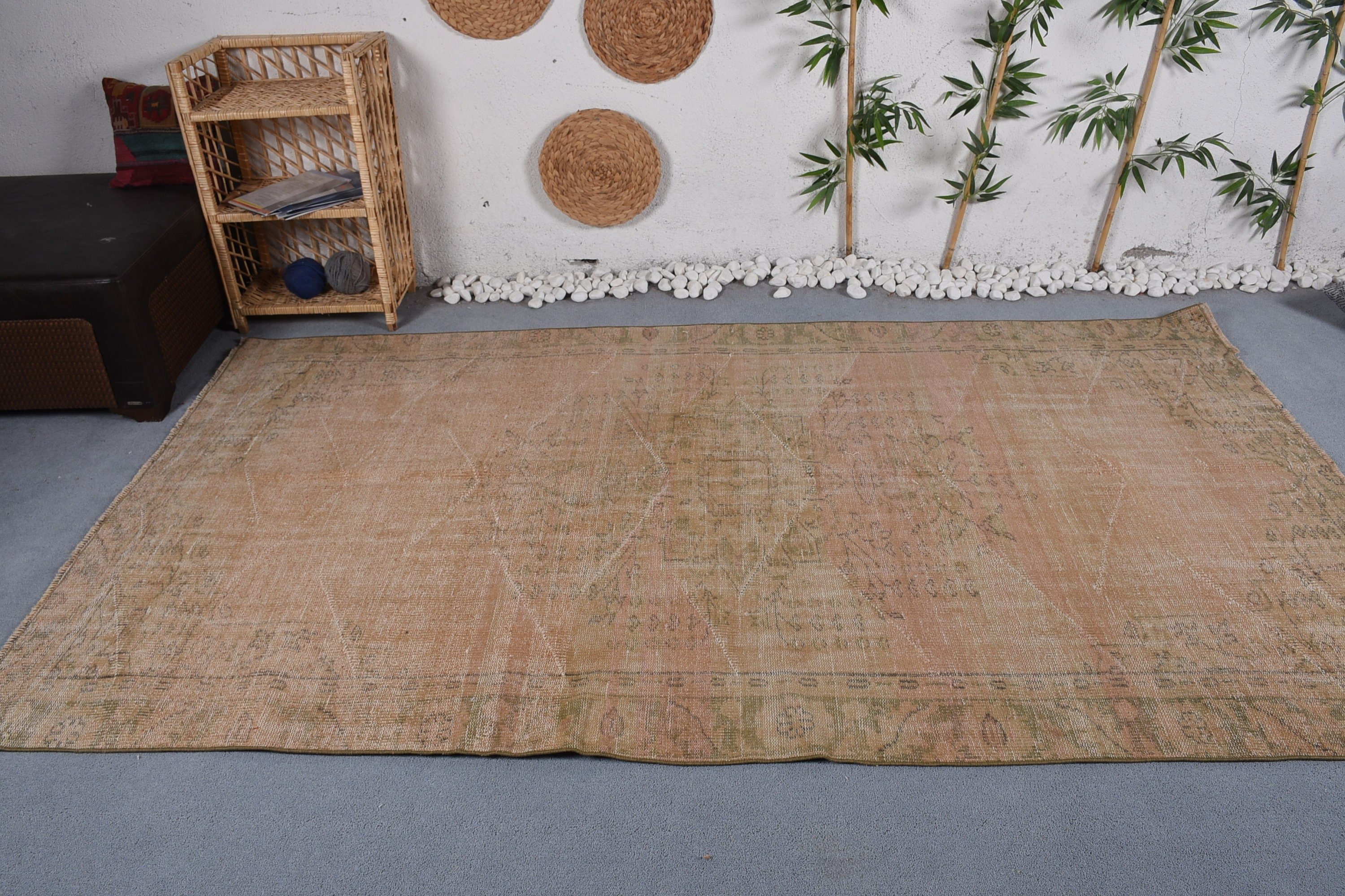 Bedroom Rugs, Turkish Rug, Anatolian Rug, Vintage Rug, Orange Oriental Rugs, Boho Rug, Oriental Rug, 5.2x9.2 ft Large Rug, Dining Room Rug