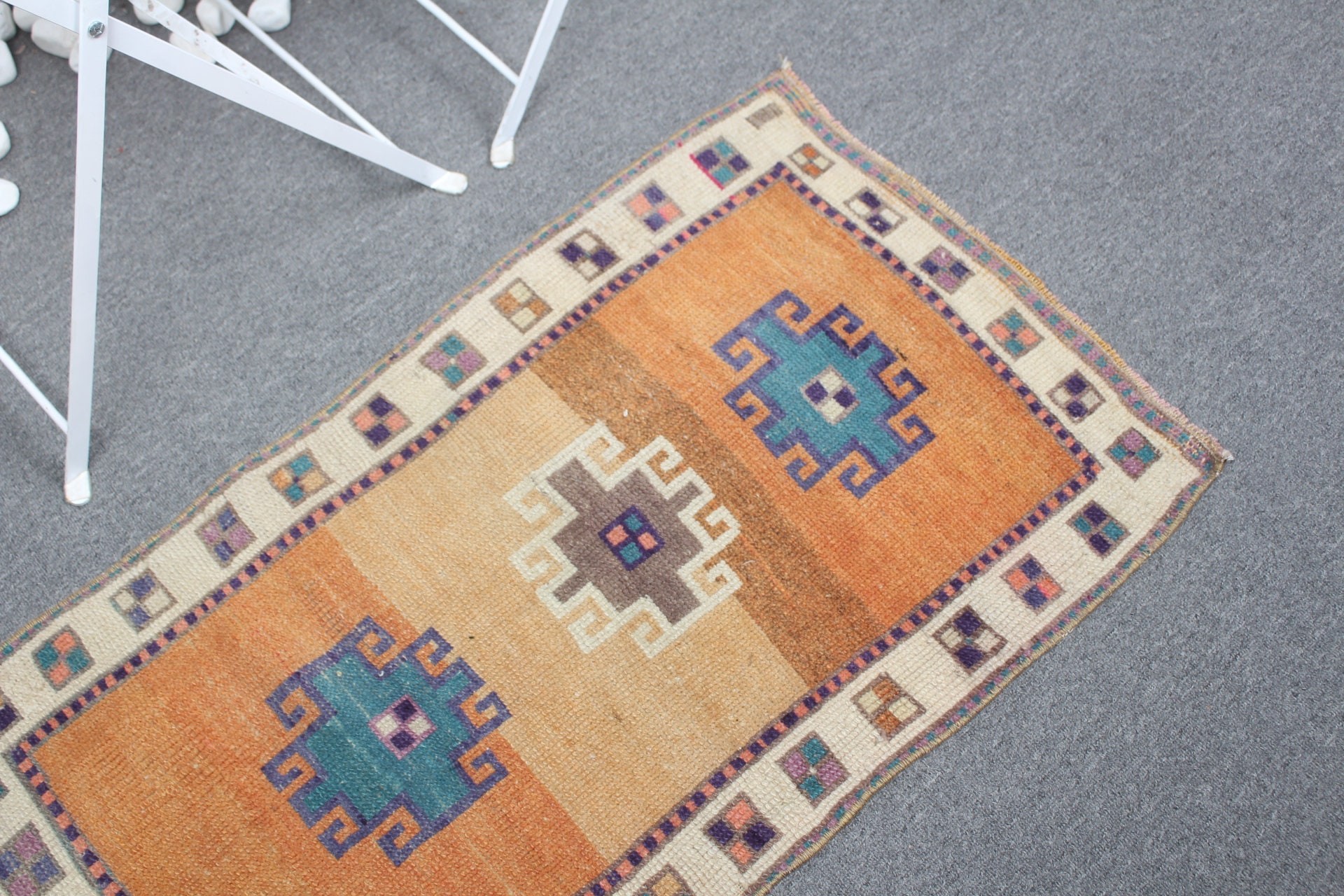 1.9x3.2 ft Small Rugs, Vintage Rugs, Kitchen Rug, Bedroom Rug, Handmade Rugs, Turkish Rug, Orange Wool Rug, Nursery Rug, Home Decor Rug