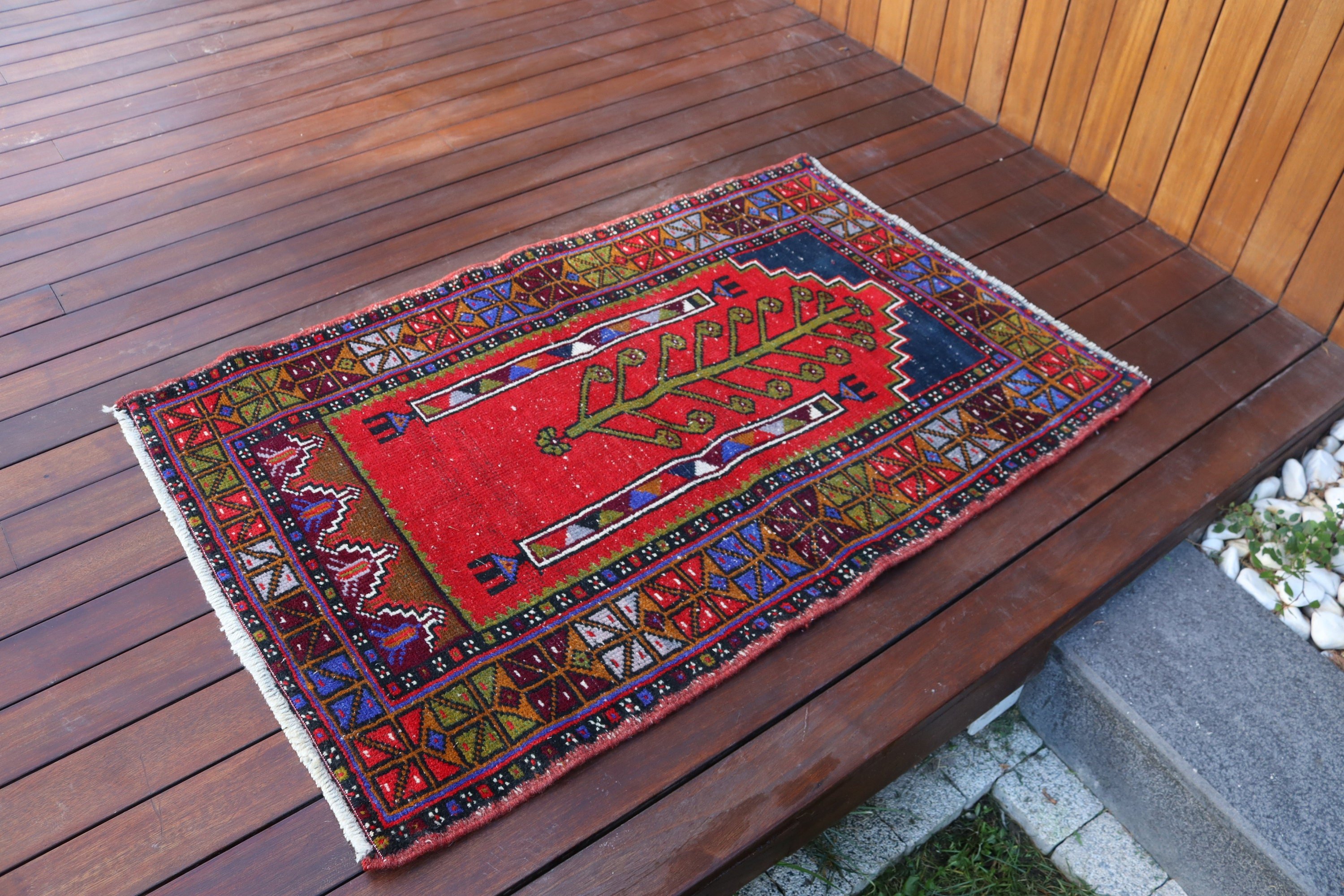 Vintage Rug, Red Bedroom Rugs, Turkish Rugs, Kitchen Rug, Car Mat Rugs, Cool Rug, 2.6x3.9 ft Small Rug, Rugs for Bath