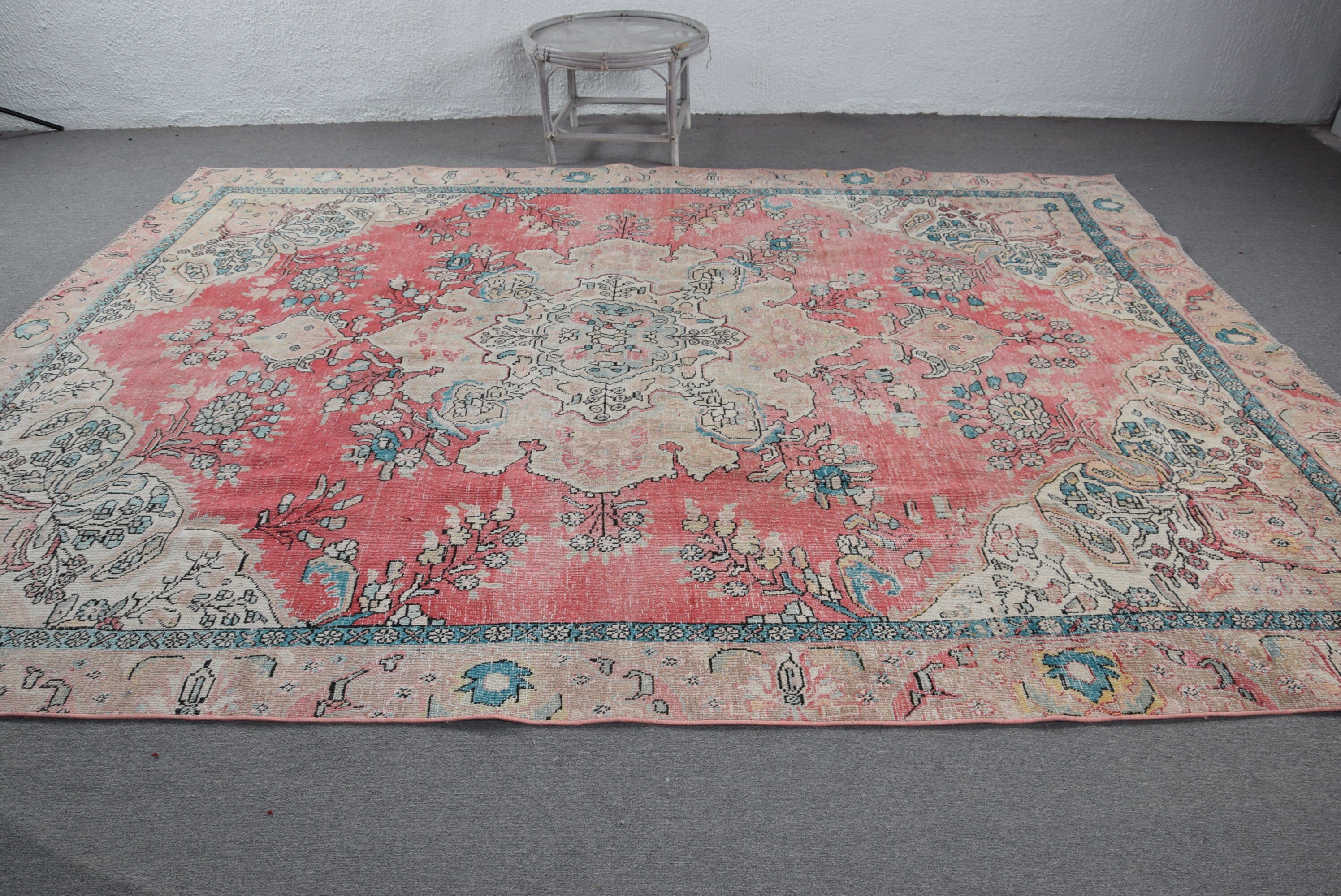 Salon Rugs, Eclectic Rugs, 9x11.9 ft Oversize Rug, Kitchen Rugs, Turkish Rugs, Red Anatolian Rugs, Wool Rug, Living Room Rug, Vintage Rug