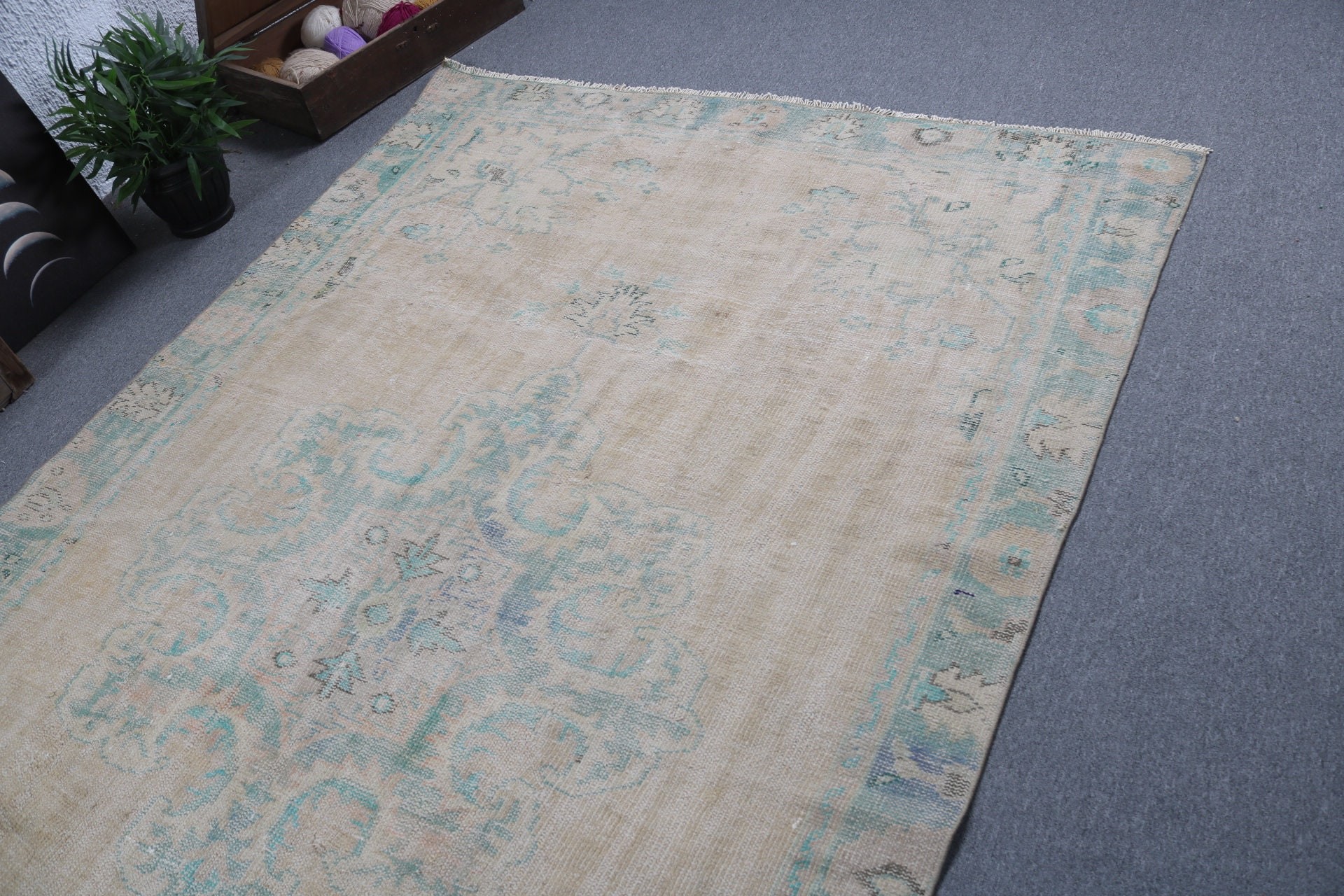 Egzotik Halı, Kahverengi Yatak Odası Halısı, Büyük Boho Halıları, Vintage Halılar, Nötr Halı, 5.8x9.8 ft Büyük Halı, Salon Halısı, Türk Halısı