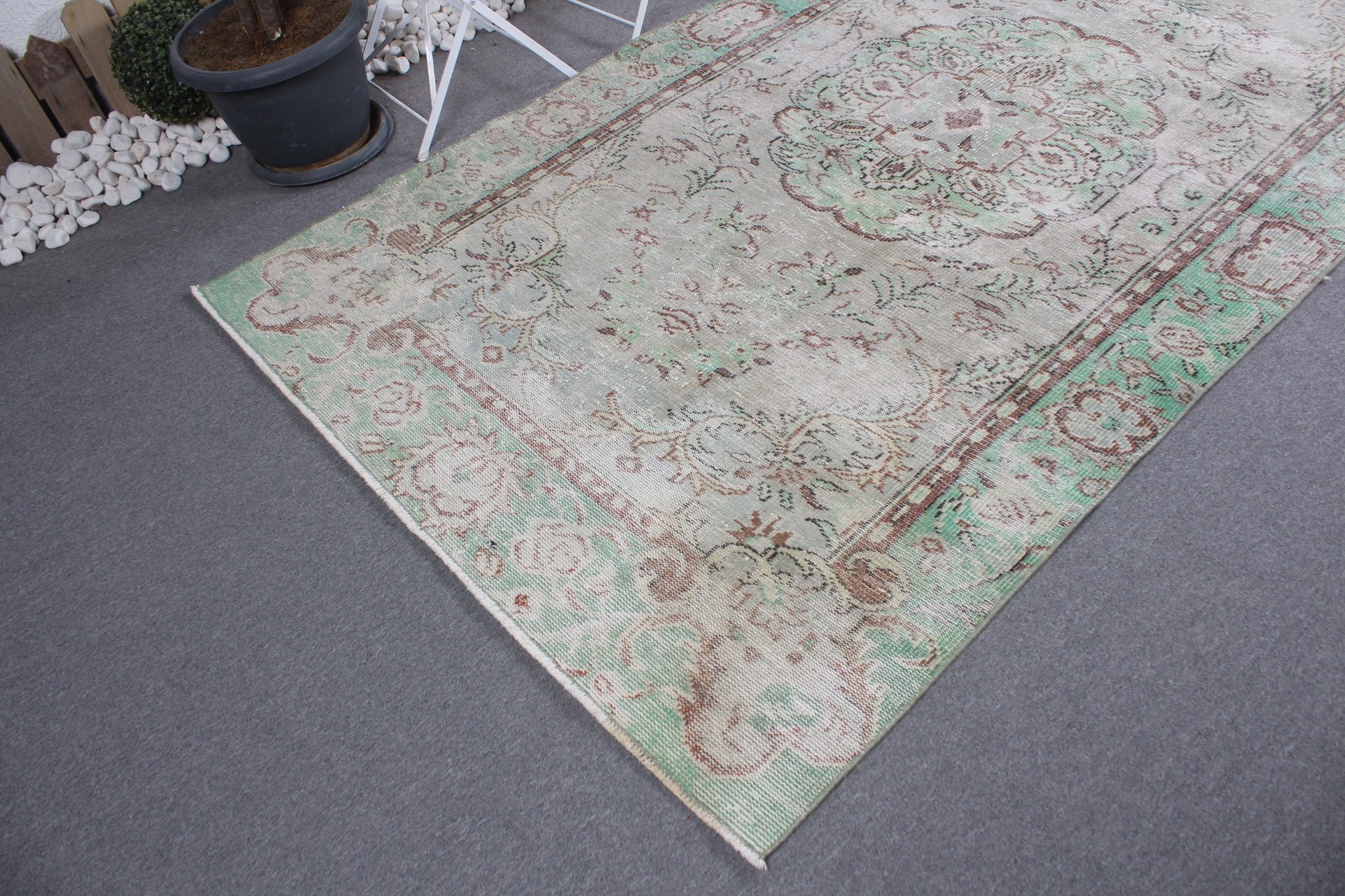 Kitchen Rugs, Dorm Rug, Bedroom Rug, Vintage Rug, 5x8.9 ft Large Rug, Living Room Rug, Turkish Rugs, Green Home Decor Rug