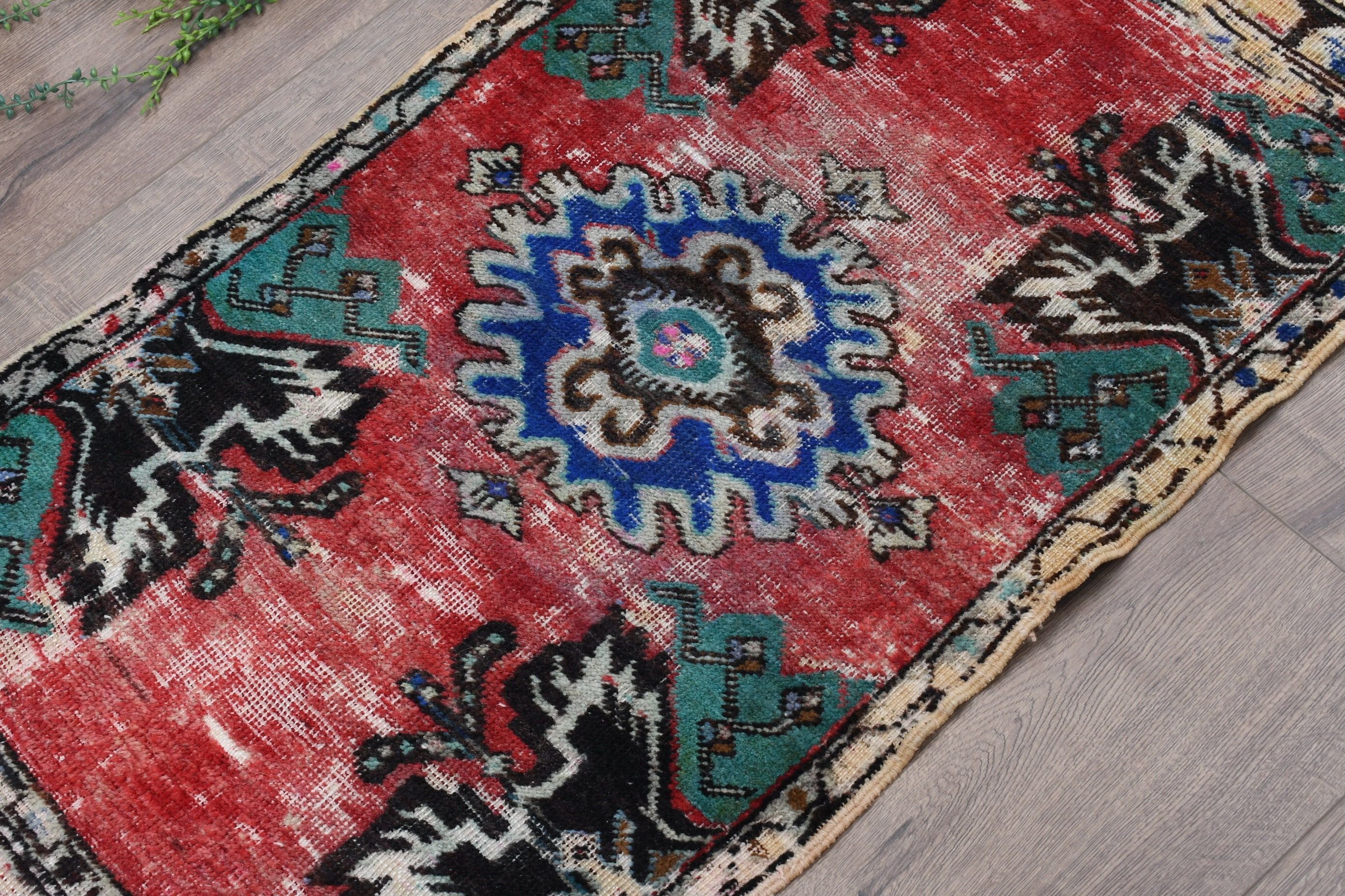 Turkish Rugs, Cool Rugs, Rugs for Kitchen, Organic Rug, Red Home Decor Rug, Door Mat Rugs, Kitchen Rug, 1.8x3.1 ft Small Rug, Vintage Rugs