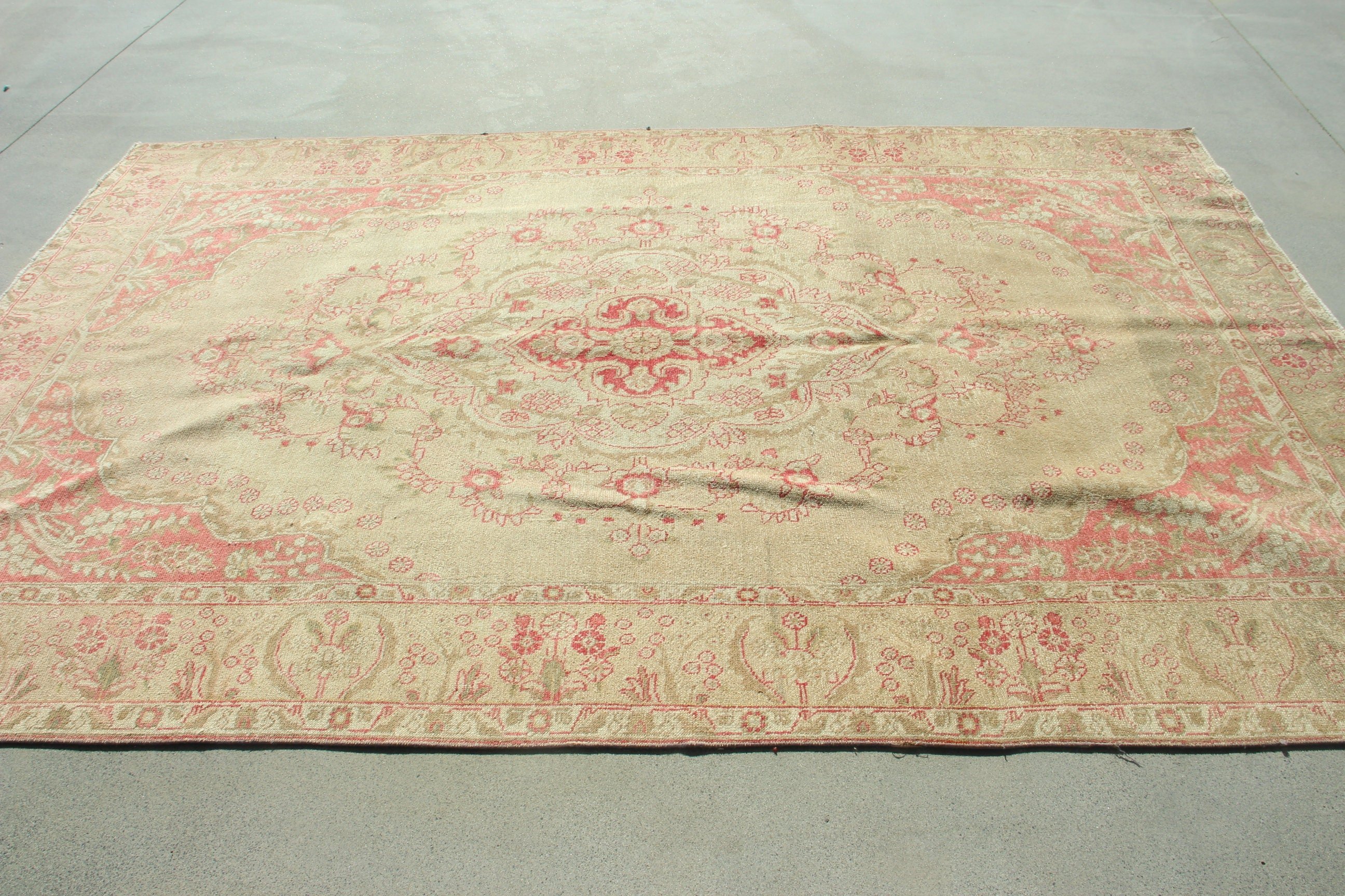 Large Boho Rug, Vintage Rugs, Pink Anatolian Rugs, Turkish Rug, Large Vintage Rugs, Oriental Rugs, Moroccan Rug, 6.5x9.9 ft Large Rug