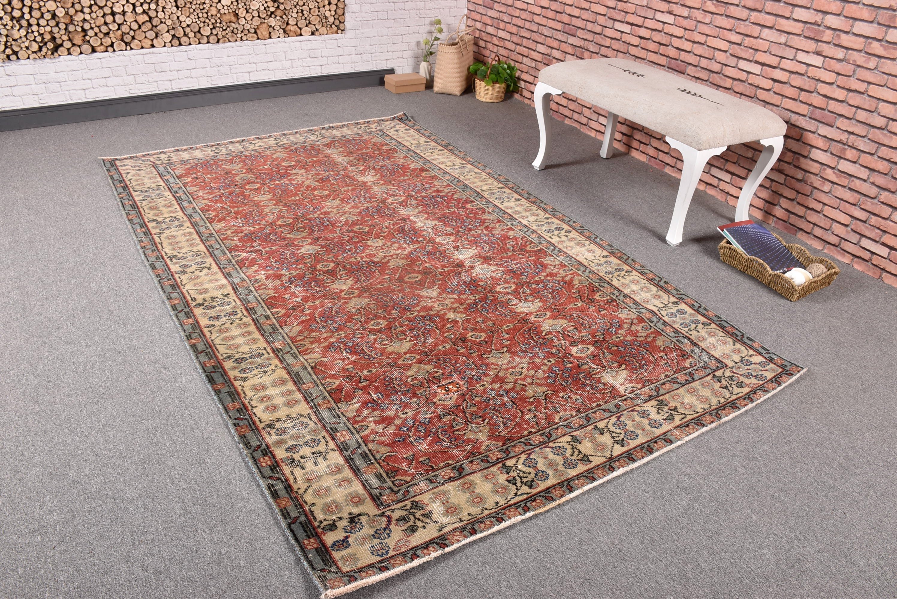 5x8 ft Alan Halıları, Vintage Alan Halıları, Boho Halısı, Antika Halılar, Çocuk Odası Halıları, El Yapımı Halılar, Kırmızı Anadolu Halıları, Türk Halısı, Vintage Halılar