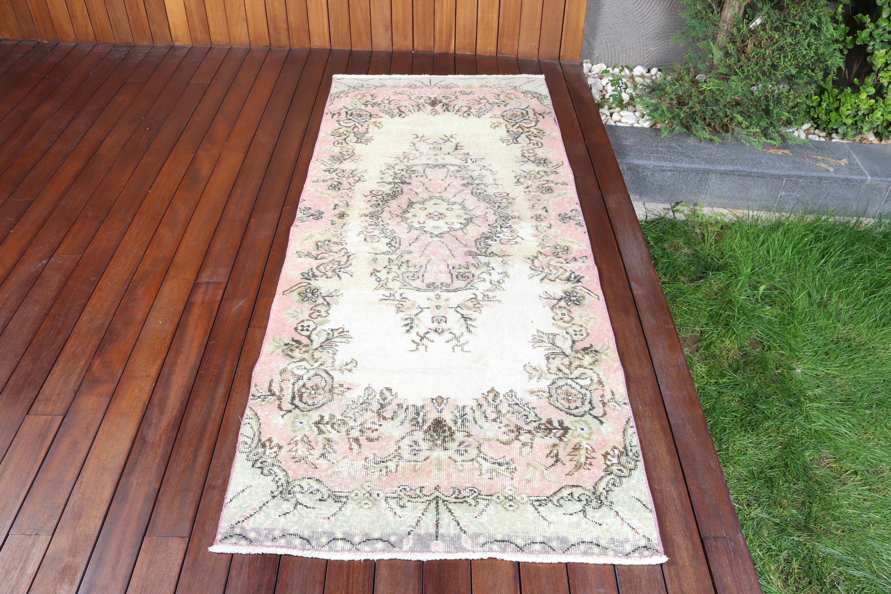 Turkish Rugs, Oushak Rug, Rugs for Accent, Kitchen Rug, Beige Neutral Rugs, 2.9x7.2 ft Accent Rugs, Floor Rugs, Vintage Rug, Bedroom Rug