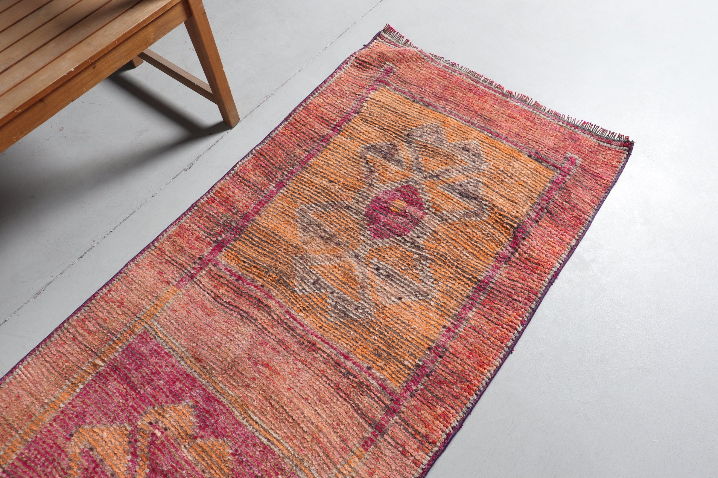 Oushak Rugs, Turkish Rugs, Orange Moroccan Rugs, Oriental Rugs, Vintage Rug, 2.8x8.6 ft Runner Rugs, Flatweave Rug, Stair Rug, Hallway Rugs