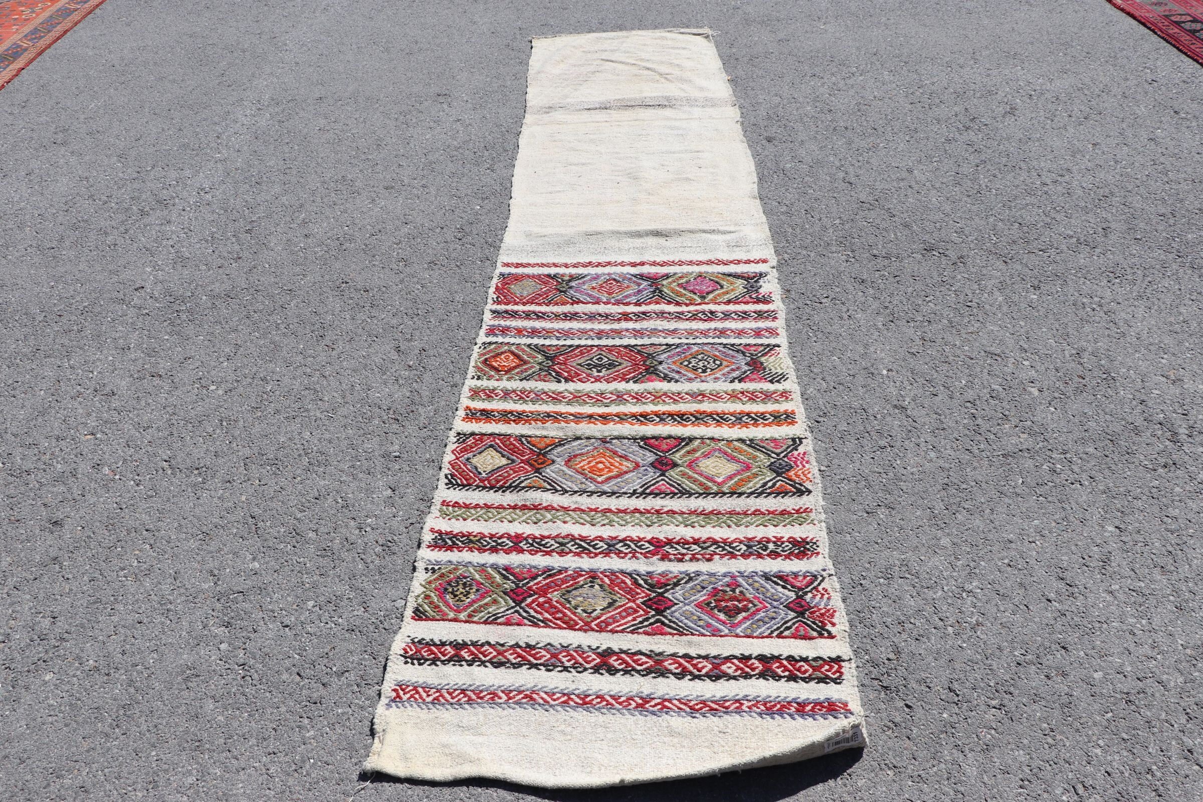 Floor Rugs, 2.5x10.9 ft Runner Rugs, Stair Rugs, Beige Moroccan Rug, Tribal Rug, Corridor Rug, Oriental Rug, Turkish Rug, Vintage Rug