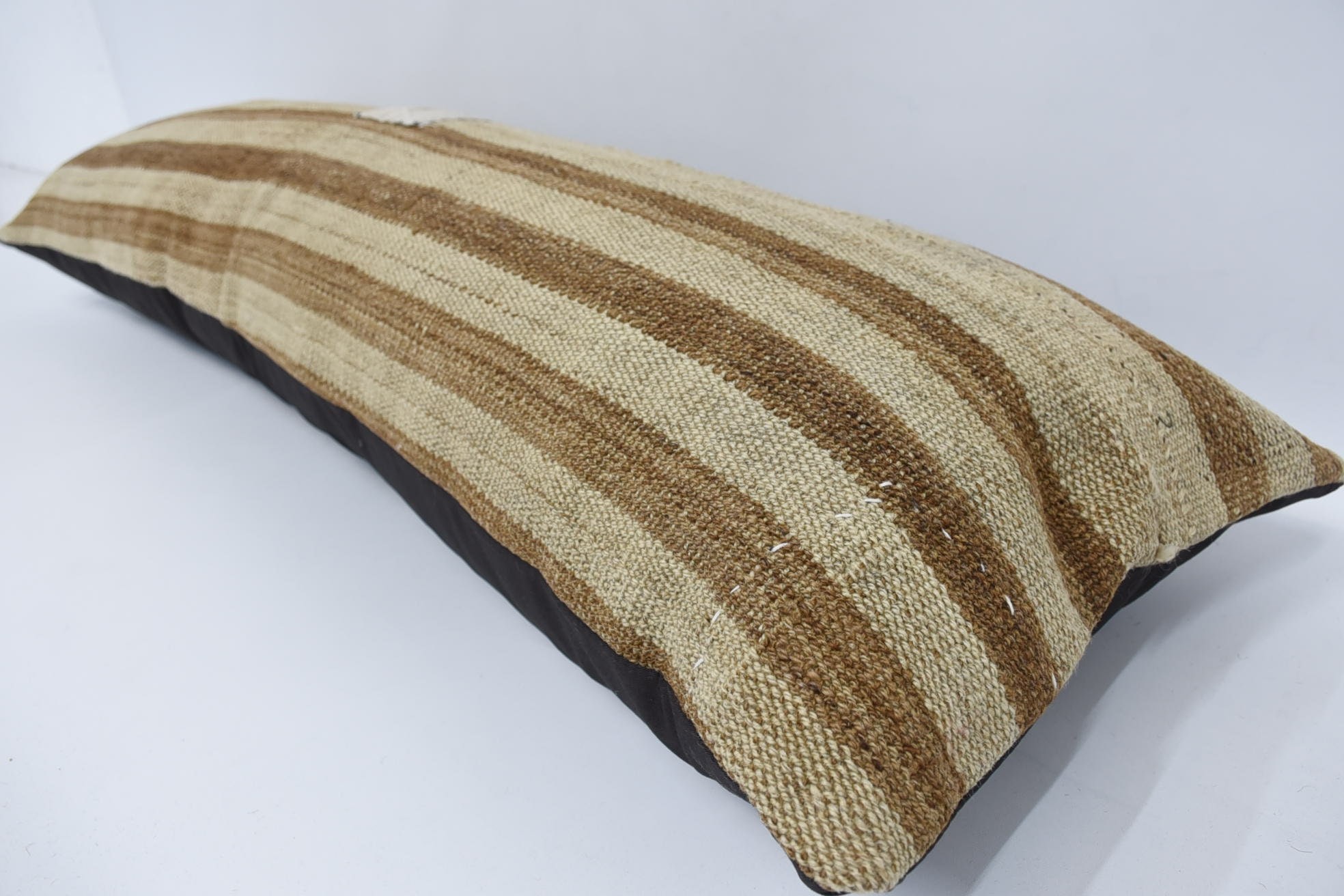 16"x48" Beige Pillow, Handmade Kilim Cushion, Boho Pillow, Floor Pillow Sham, Decorative Bolster Cushion Case, Pillow for Sofa