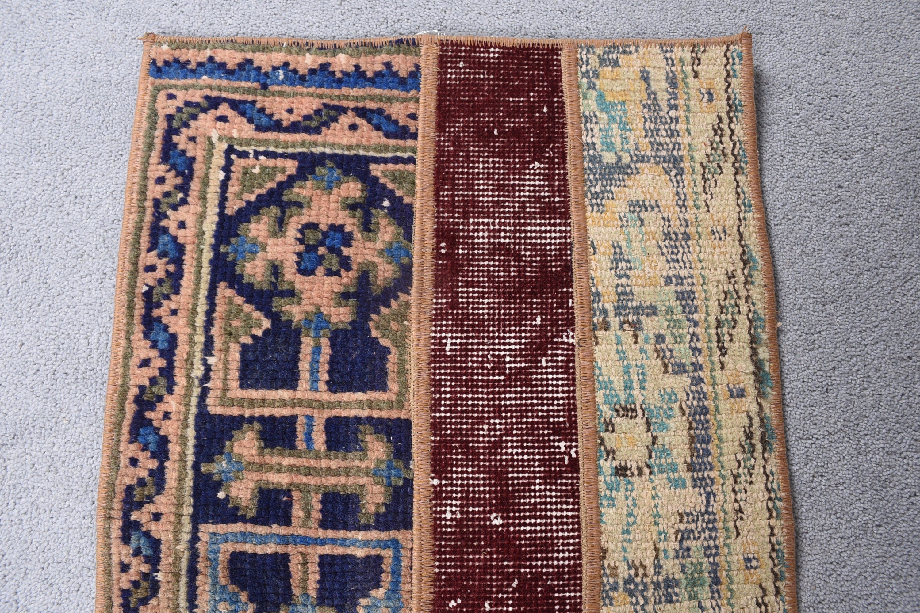 Ev Dekorasyonu Halıları, 1.4x3.4 ft Küçük Halı, Yatak Odası Halıları, Mutfak Halısı, Organik Halı, Vintage Halı, Mavi Antika Halı, Oryantal Halı, Türk Halıları