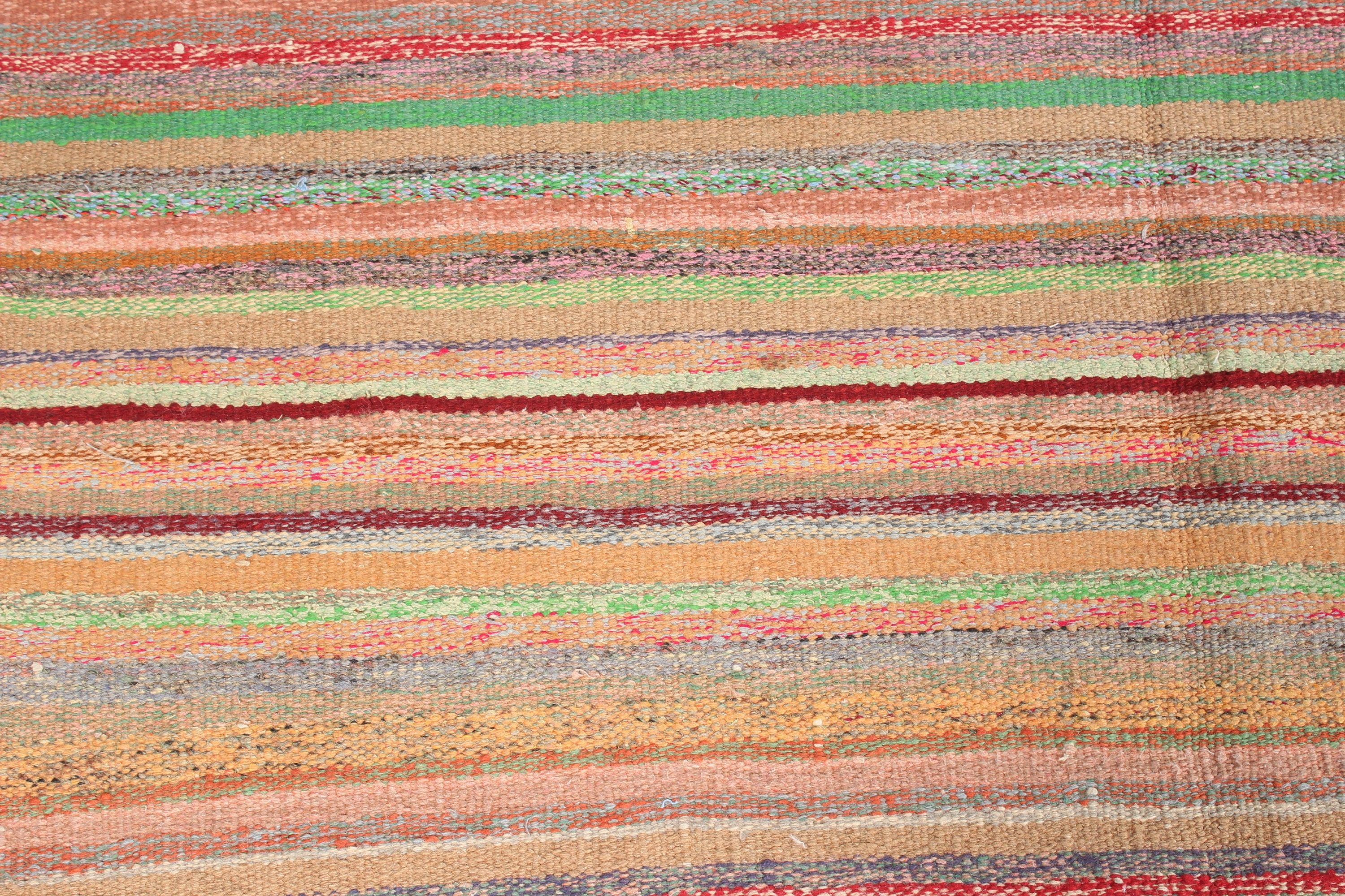 Turkish Rug, Floor Rugs, 4.2x6.9 ft Area Rug, Rainbow Boho Rug, Nursery Rugs, Vintage Rug, Home Decor Rug, Kilim, Outdoor Rugs, Kitchen Rug