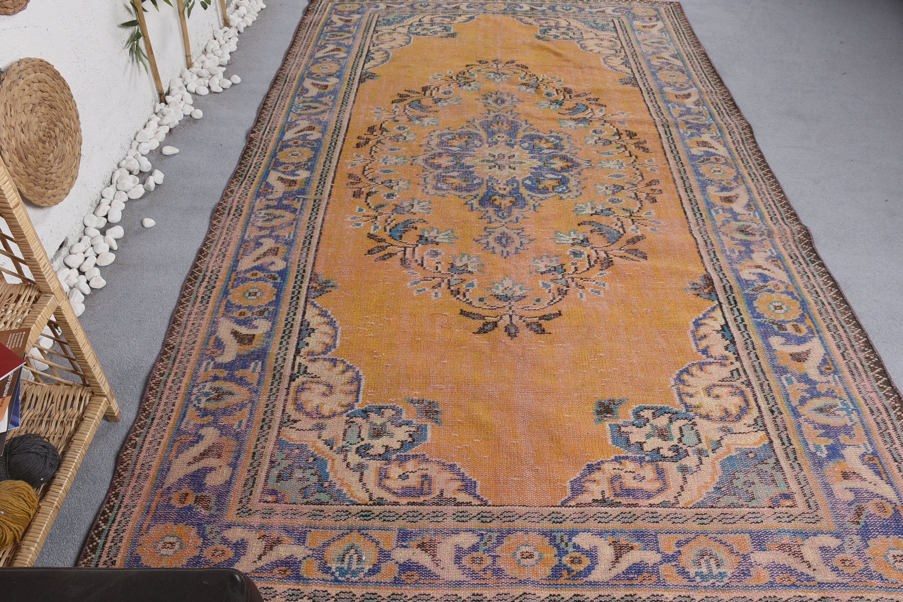 Turkish Rug, Living Room Rug, Orange Antique Rug, 5.8x9.8 ft Large Rugs, Anatolian Rugs, Dining Room Rugs, Vintage Rugs