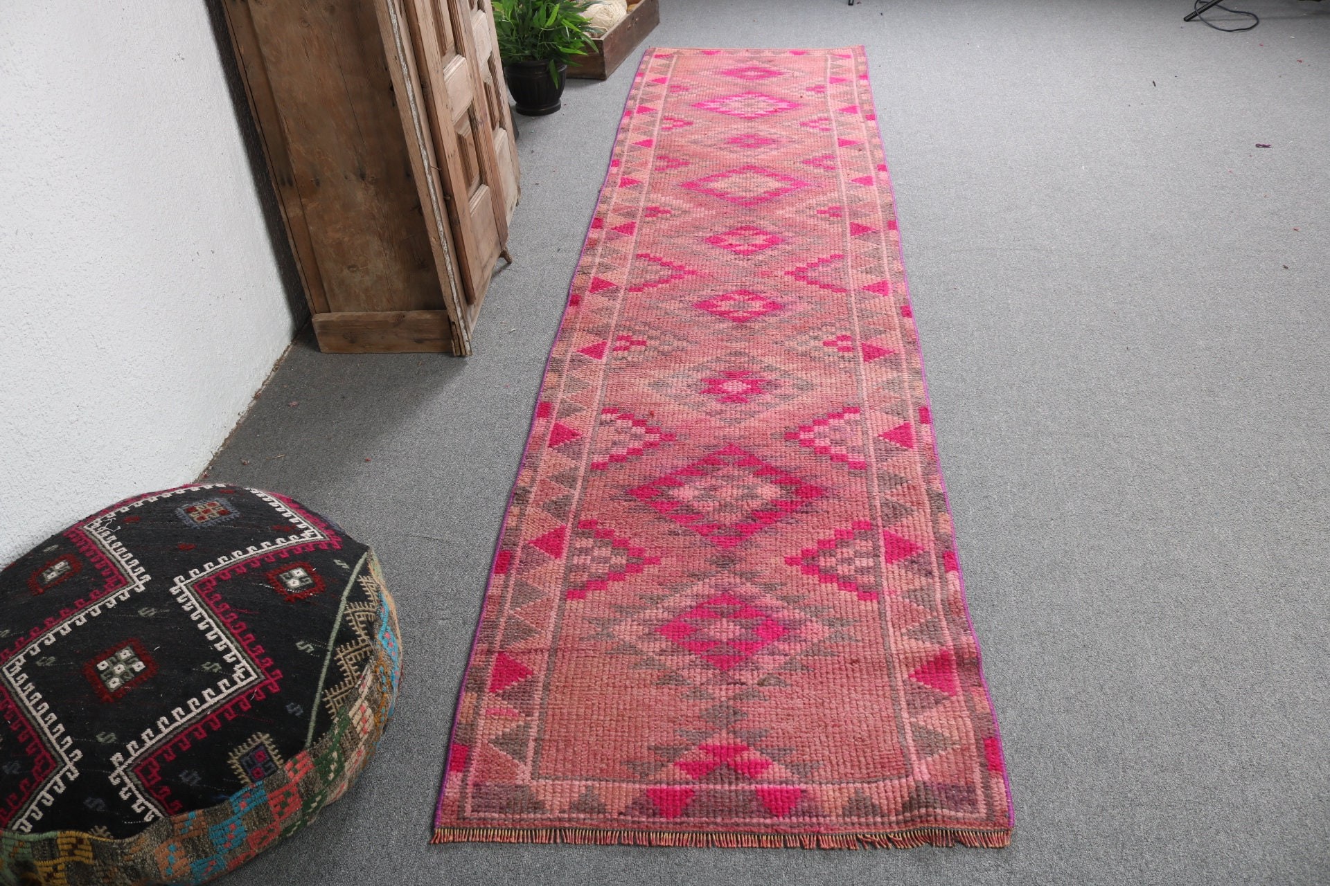 Rugs for Hallway, Brown Antique Rug, Long Runner Rugs, Turkish Rugs, Oriental Rug, Floor Rugs, Vintage Rug, 2.8x11.1 ft Runner Rug