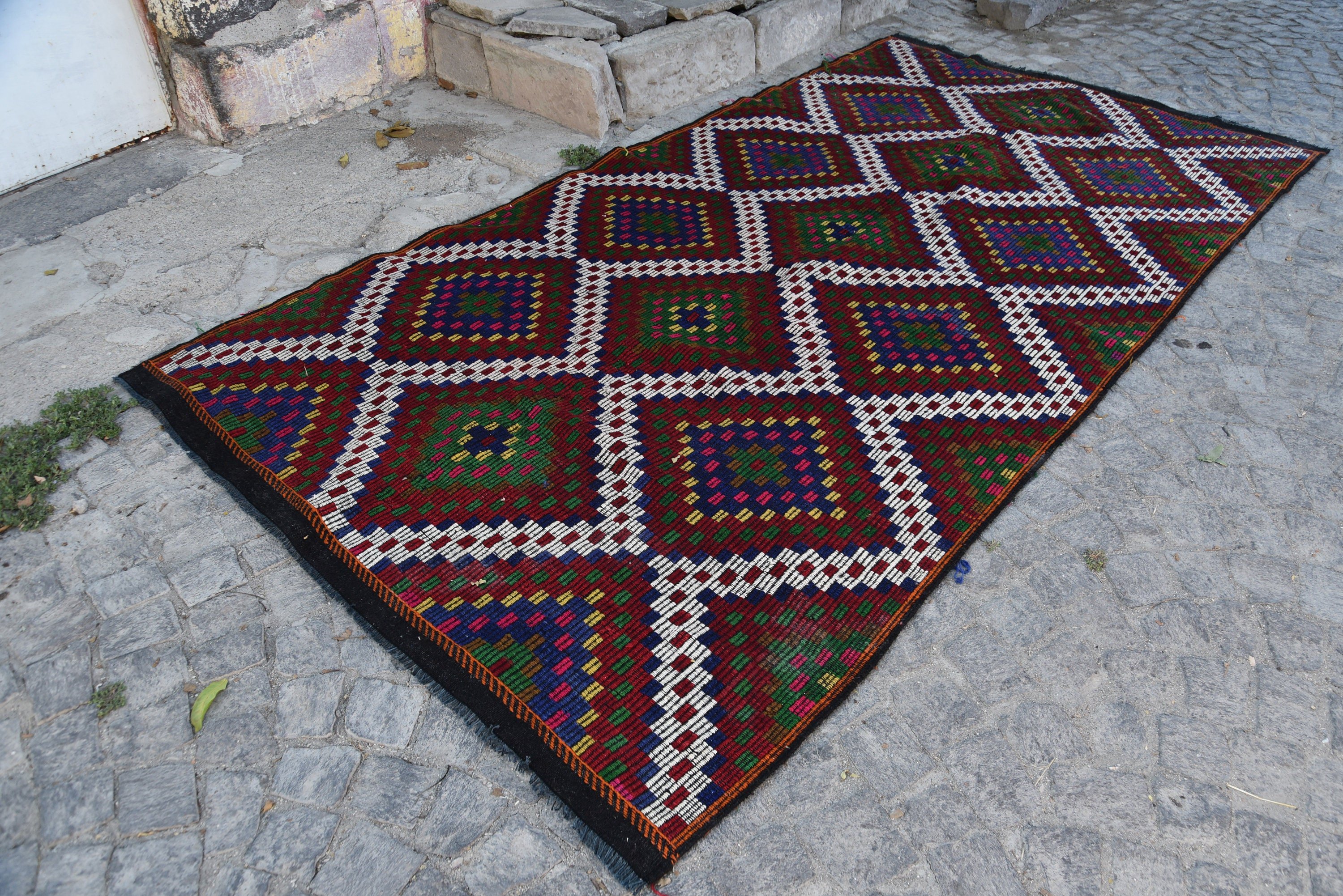 Yemek Odası Halıları, Yemek Odası Halısı, Kilim, 6.1x11.4 ft Büyük Halılar, Vintage Halılar, Türk Halıları, Yatak Odası Halısı, Fas Halısı, Salon Halıları