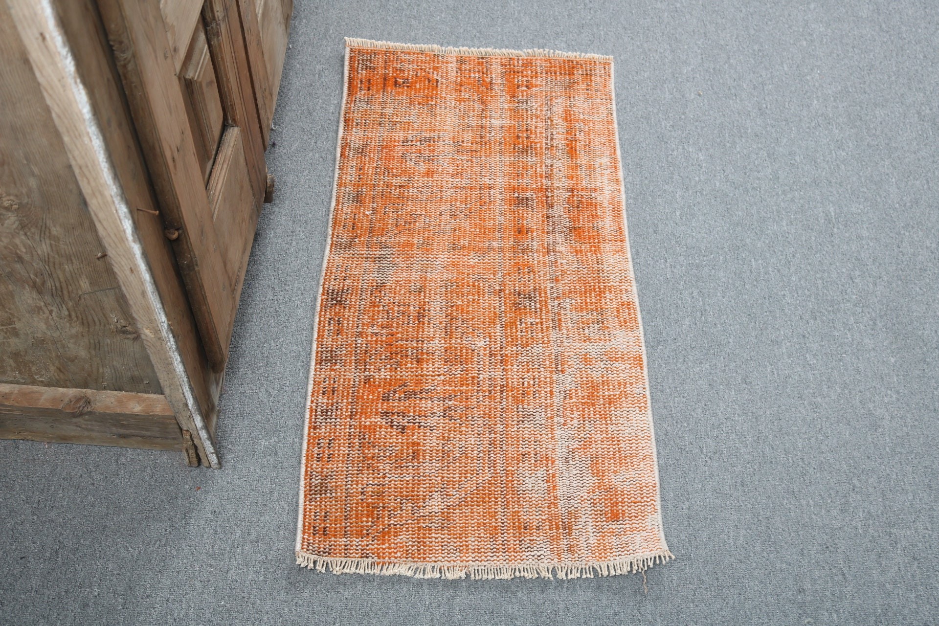 Handwoven Rug, Orange Flatweave Rug, Geometric Rug, Luxury Rugs, Turkish Rugs, 1.5x3 ft Small Rugs, Car Mat Rug, Kitchen Rug, Vintage Rugs