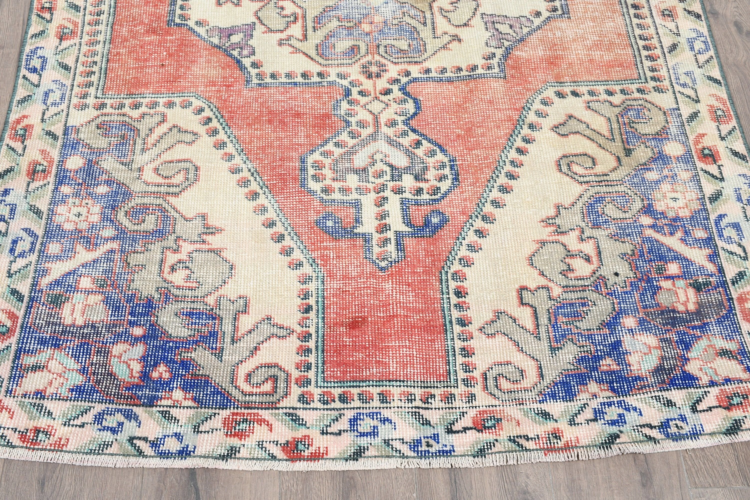 4.3x7.3 ft Area Rugs, Vintage Rug, Bedroom Rugs, Oushak Rugs, Vintage Decor Rug, Red Antique Rug, Rugs for Area, Turkish Rugs, Kitchen Rugs