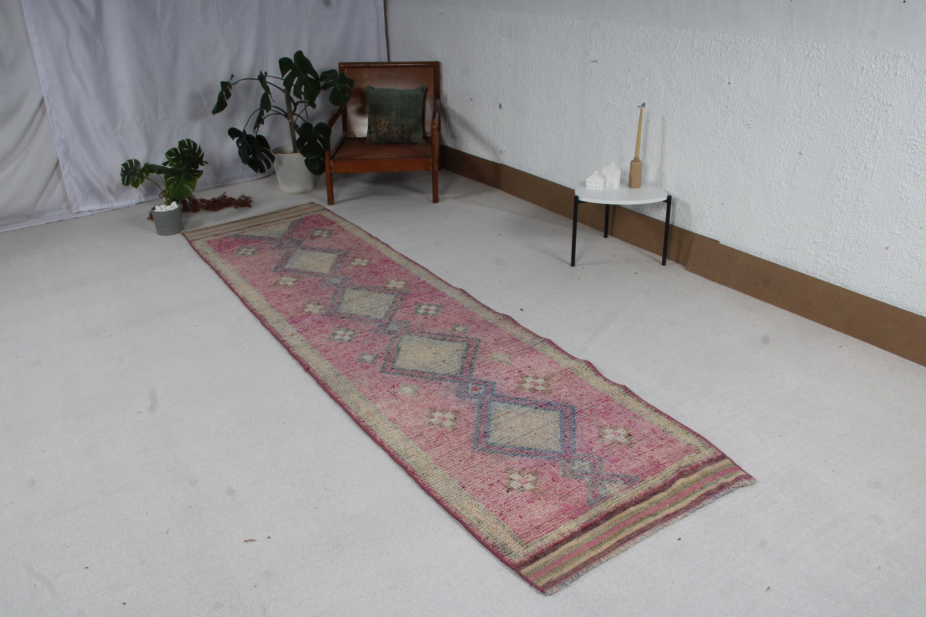 Türk Halısı, Türkiye Halısı, Vintage Halılar, Nötr Halılar, 2,8x10,6 ft Runner Halıları, Oryantal Halılar, Beni Ourain Runner Halıları, Pembe Mutfak Halıları