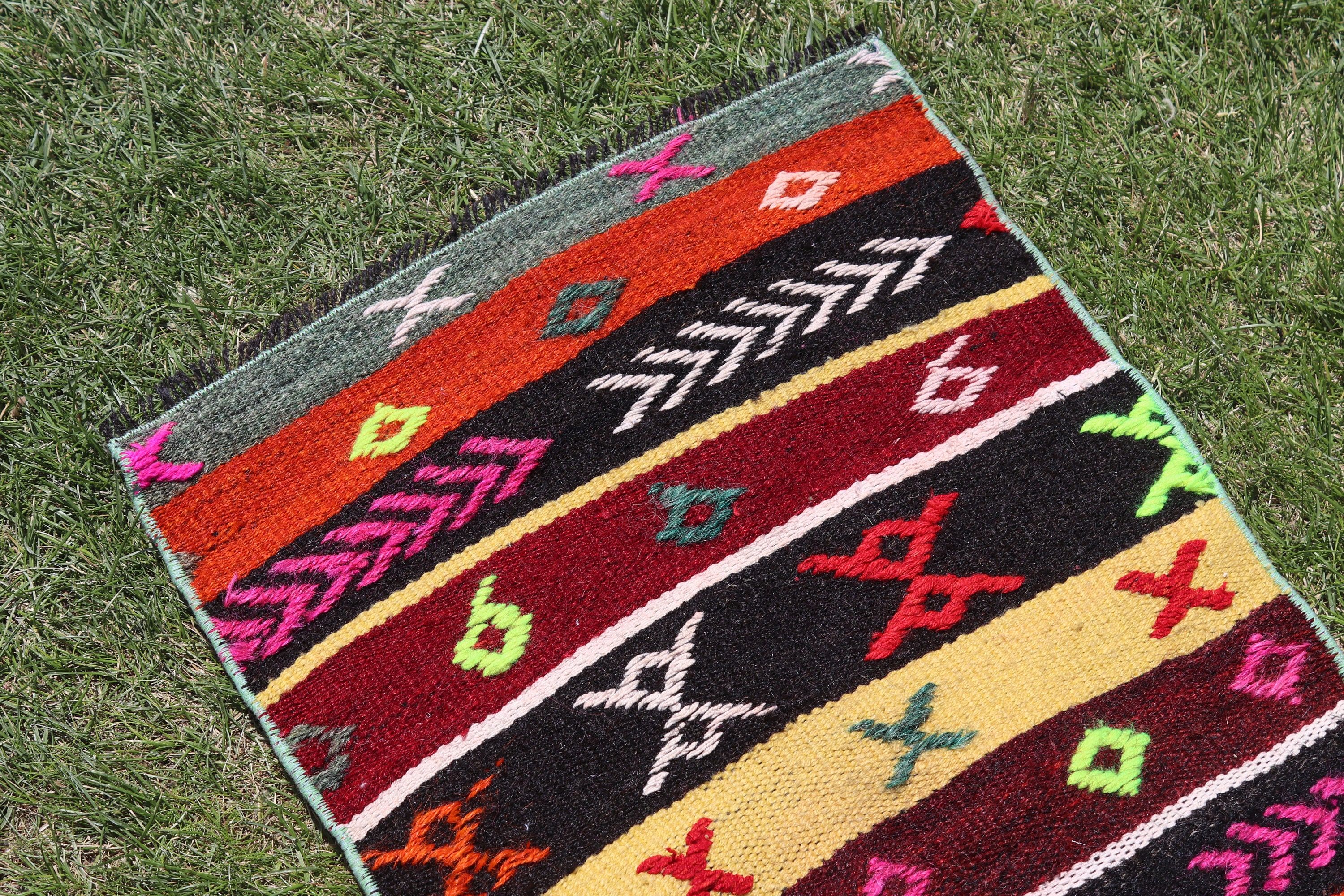 1.7x2.3 ft Small Rug, Turkish Rug, Entry Rug, Kitchen Rugs, Home Decor Rug, Rainbow Geometric Rug, Kilim, Vintage Rugs, Anatolian Rug