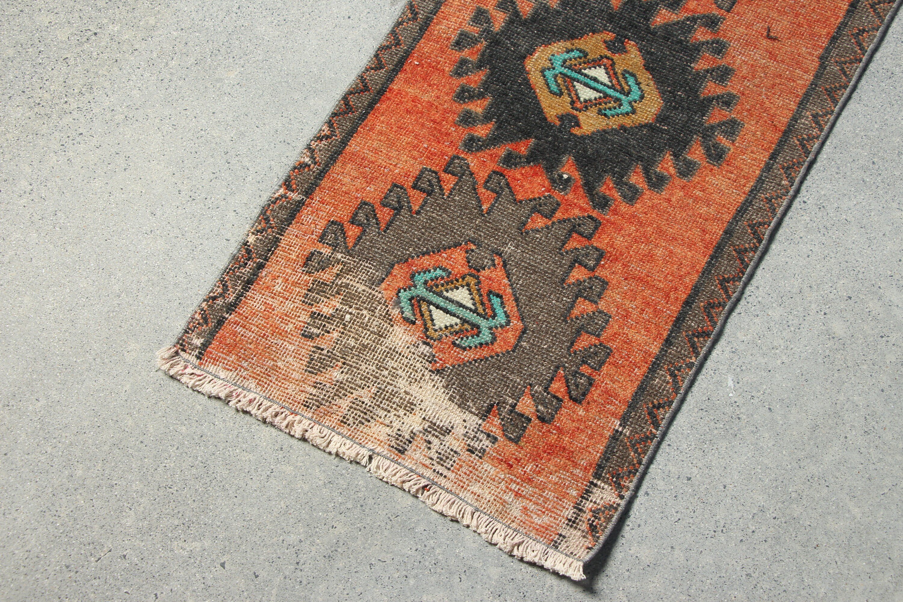 Sessiz Halılar, 1.6x3.1 ft Küçük Halılar, Vintage Halılar, Turuncu Havalı Halılar, Türk Halısı, Havalı Halılar, Banyo Halısı, Kapı Paspası Halıları