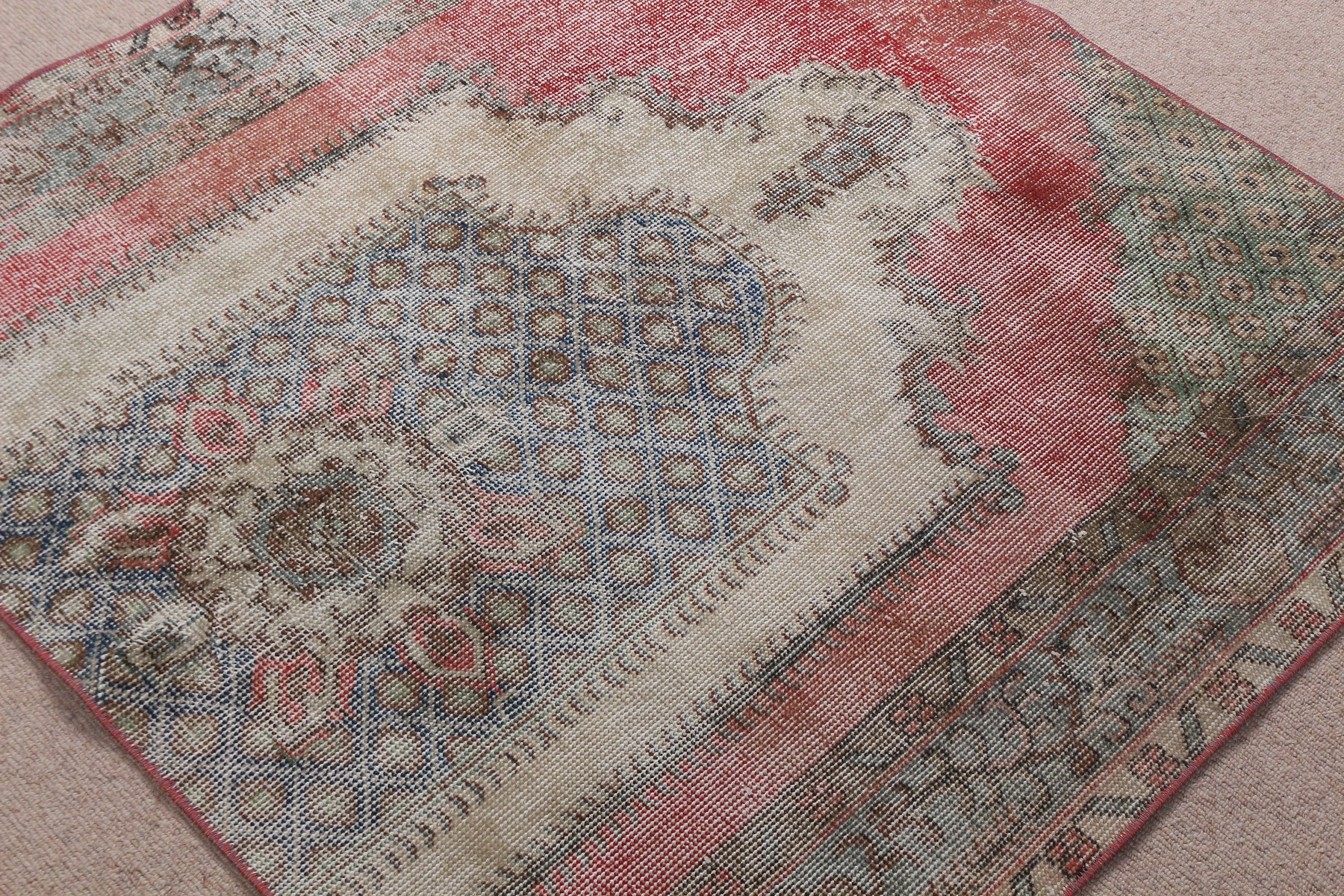 Kitchen Rugs, Vintage Rug, Old Rugs, Turkish Rugs, Red Bedroom Rug, Nursery Rugs, 3.5x3.7 ft Small Rug, Rugs for Kitchen, Oriental Rugs