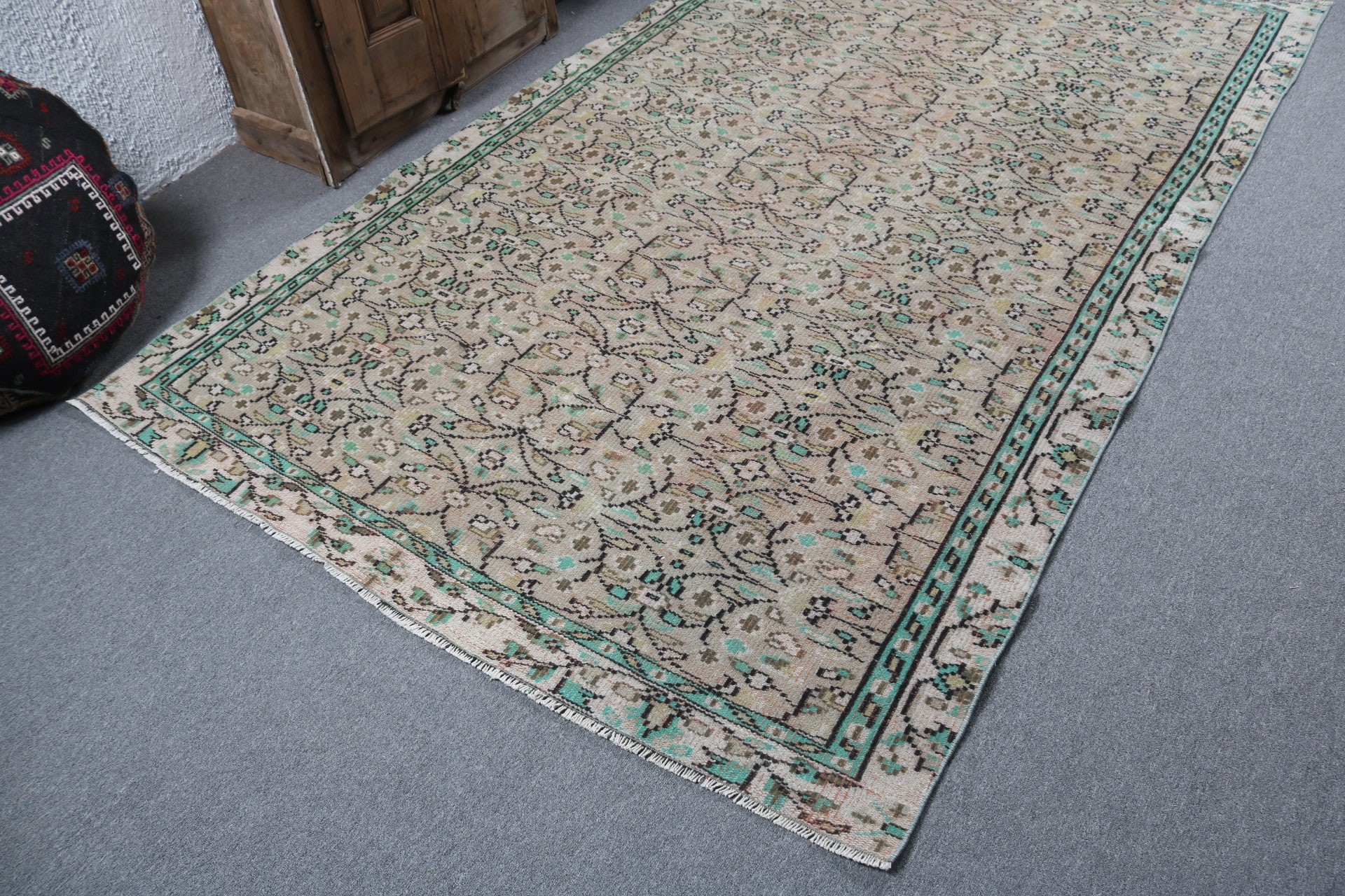 5.4x9 ft Büyük Halılar, Açıklama Halıları, Büyük Oushak Halısı, Büyük Vintage Halısı, Türk Halısı, Vintage Halıları, Kahverengi Ev Dekor Halısı, Mutfak Halıları