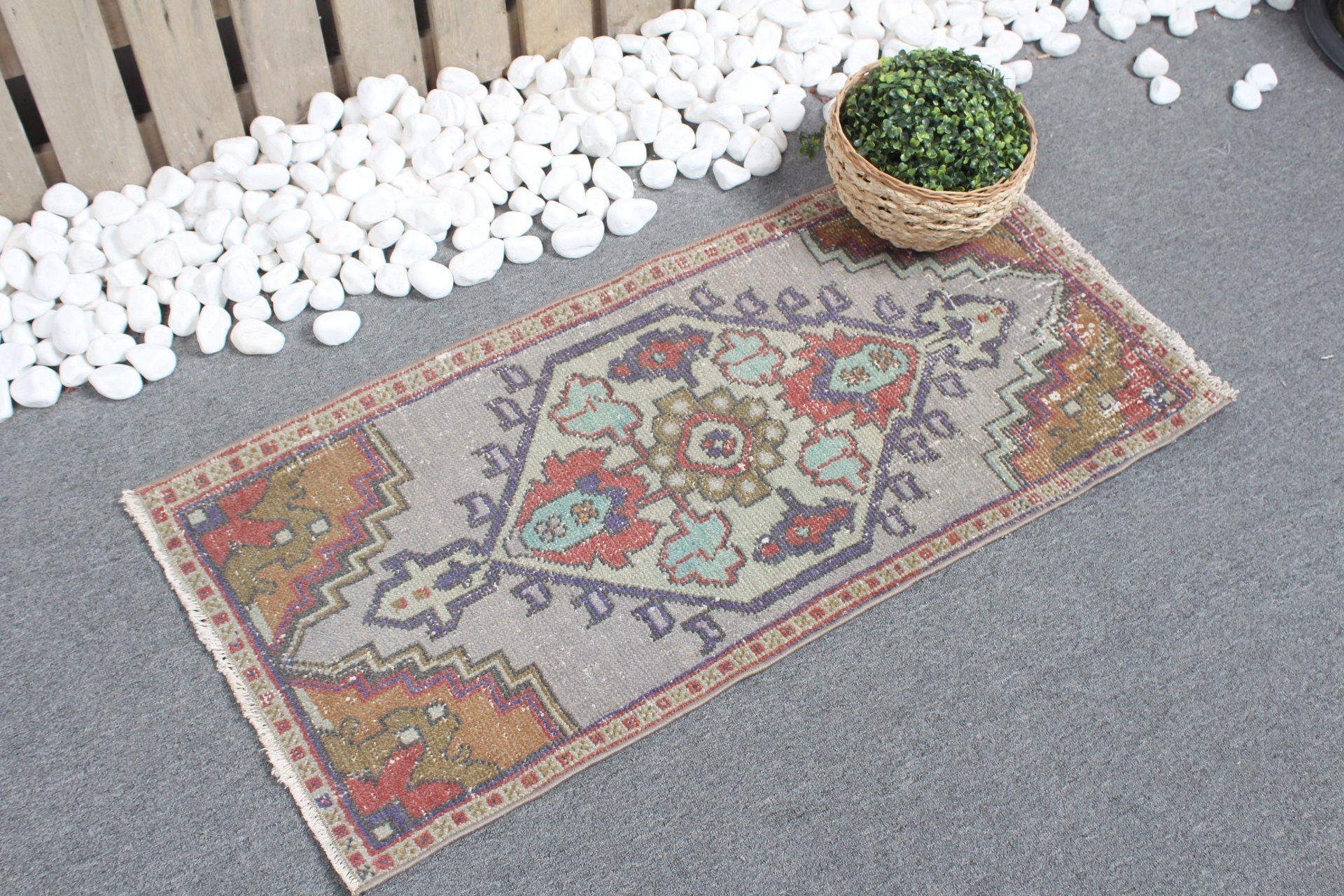 Vintage Rug, Rugs for Nursery, Turkish Rug, Entry Rugs, Kitchen Rug, Antique Rug, Gray Floor Rug, Bathroom Rug, 1.6x3.4 ft Small Rug