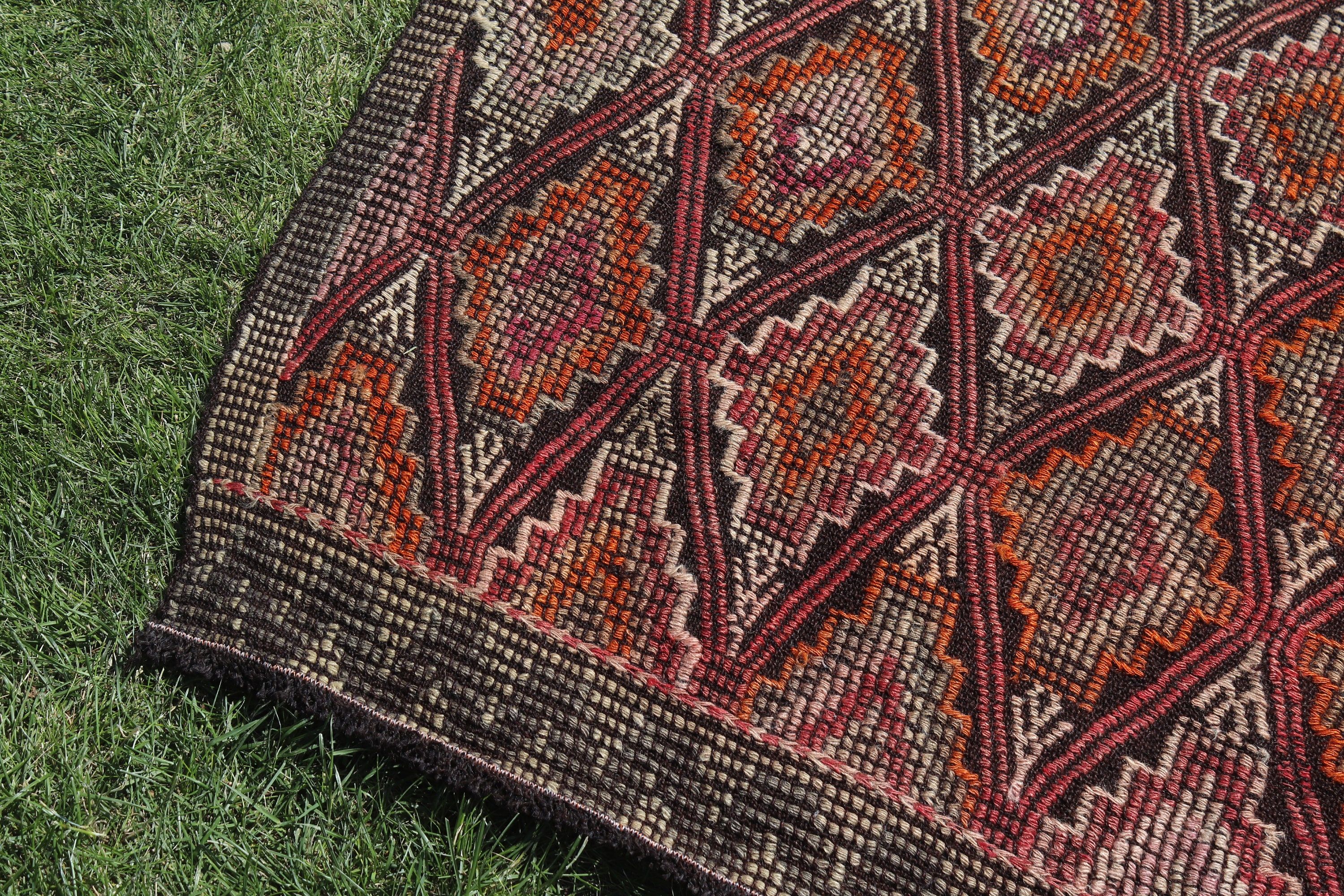 Salon Halısı, Kilim, Pembe Geometrik Halı, Mutfak Halıları, Türk Halıları, Vintage Halılar, Büyük Boho Halıları, Ev Dekorasyonu Halıları, 4,9x11,7 ft Büyük Halı