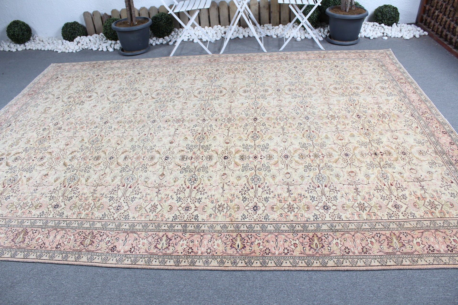 Beige Oriental Rug, Handmade Rug, Cool Rugs, 8x11 ft Oversize Rug, Vintage Rug, Saloon Rug, Oriental Rug, Dining Room Rugs, Turkish Rug