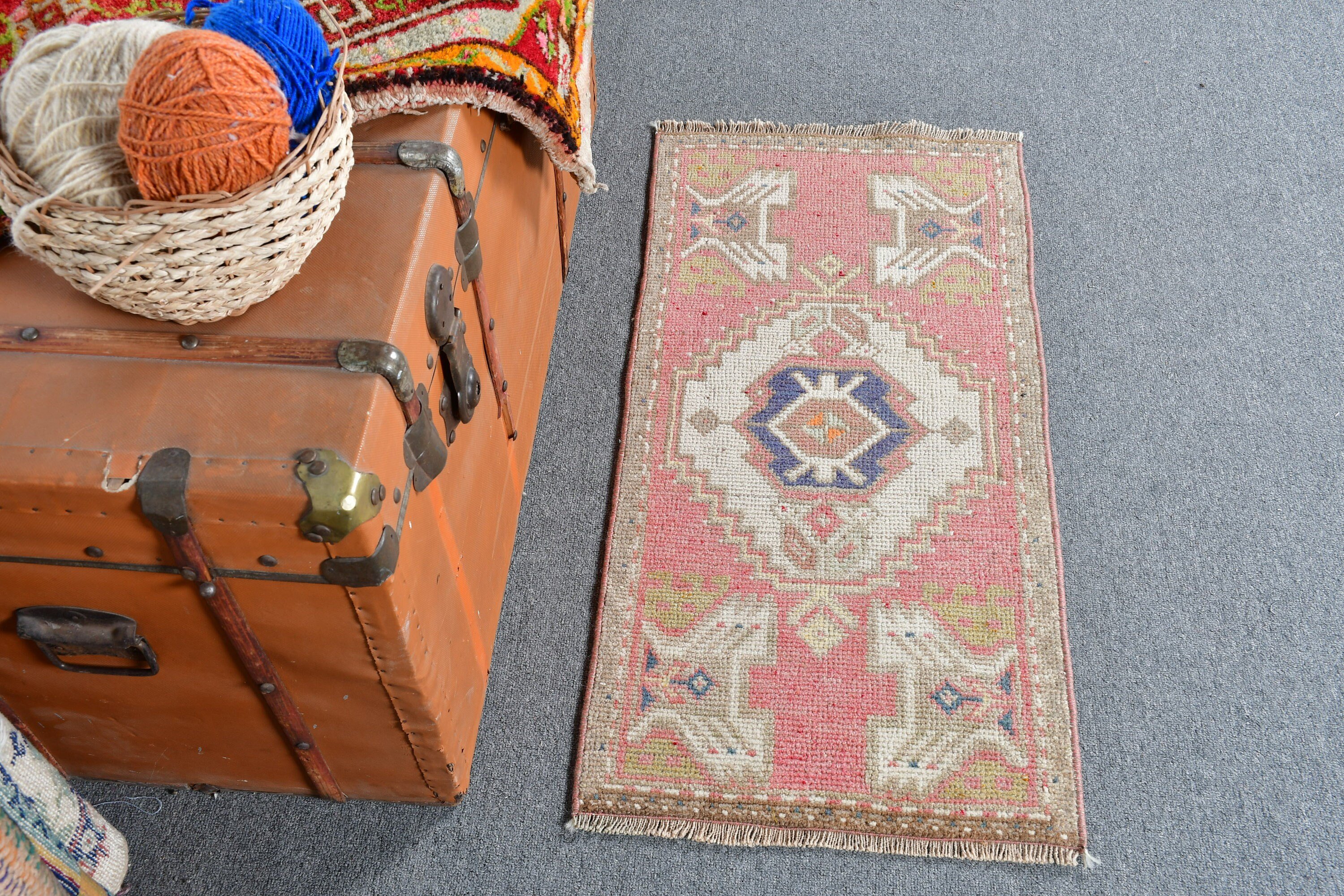 Rugs for Bath, Cool Rug, Bathroom Rug, Entry Rug, Brown Cool Rug, Floor Rug, 1.5x3.1 ft Small Rugs, Vintage Rug, Moroccan Rug, Turkish Rugs