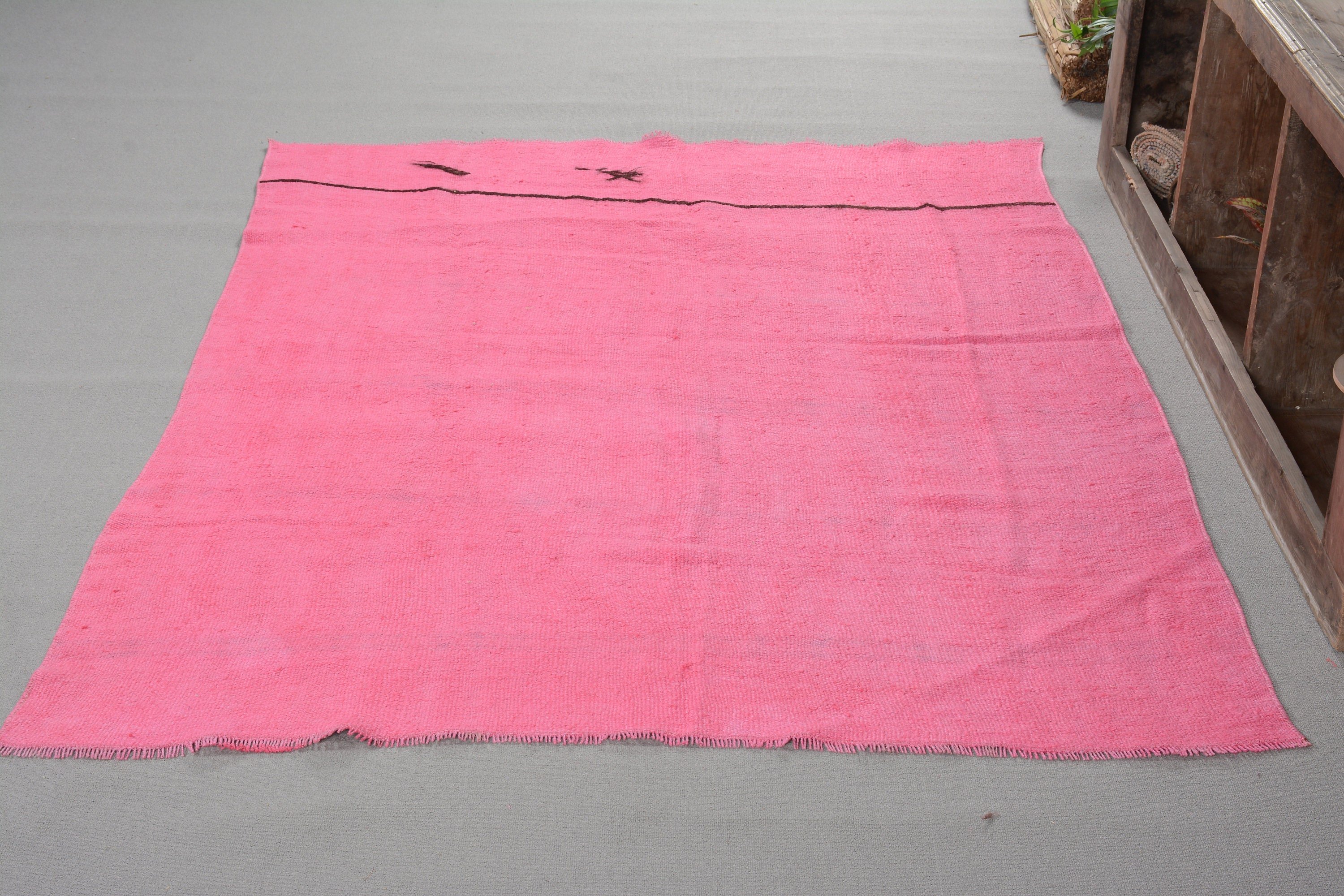 Dining Room Rug, Vintage Rug, Rugs for Floor, 5.2x7.1 ft Area Rug, Oushak Rug, Turkish Rug, Floor Rug, Pink Home Decor Rug, Nursery Rugs