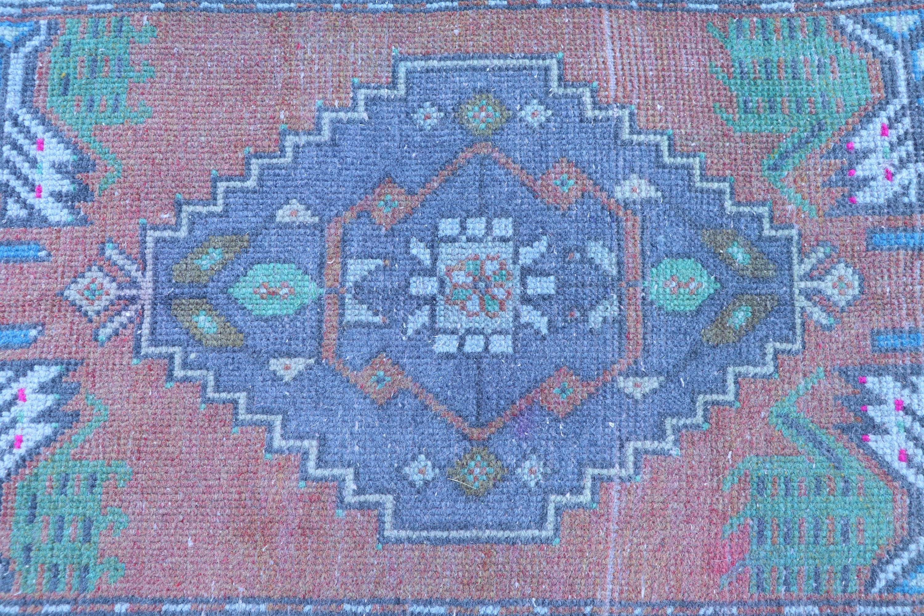 Antika Halılar, Vintage Halılar, Oushak Halısı, Paspas Halısı, 1.6x3.4 ft Küçük Halı, Egzotik Halı, Turuncu El Dokuma Halılar, Türk Halıları, Giriş Halıları