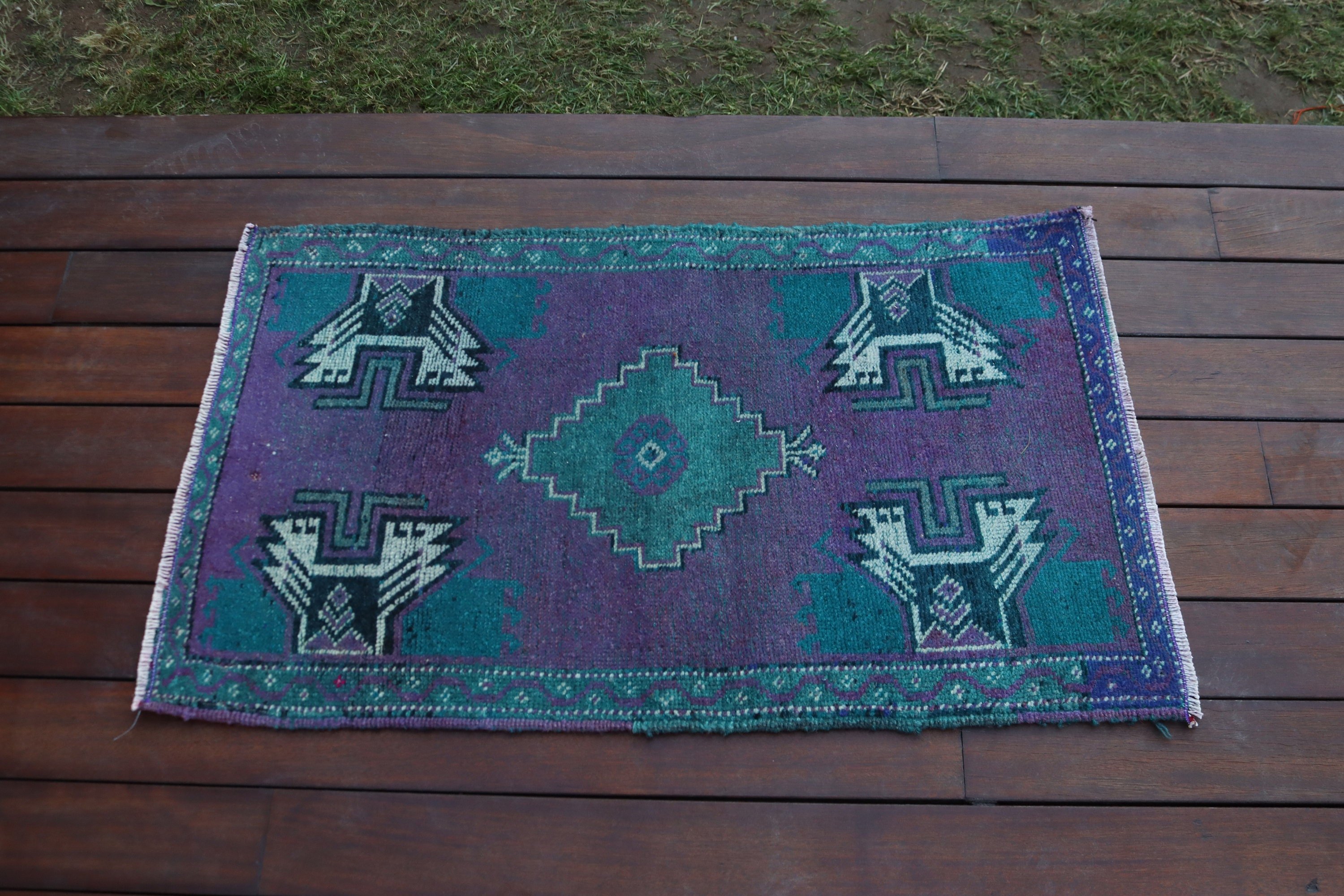 Türk Halısı, Mutfak Halıları, Yatak Odası Halıları, 1.7x2.9 ft Küçük Halılar, Yer Halıları, Tribal Halılar, Vintage Halılar, Mor Lüks Halı, Küçük Boho Halı