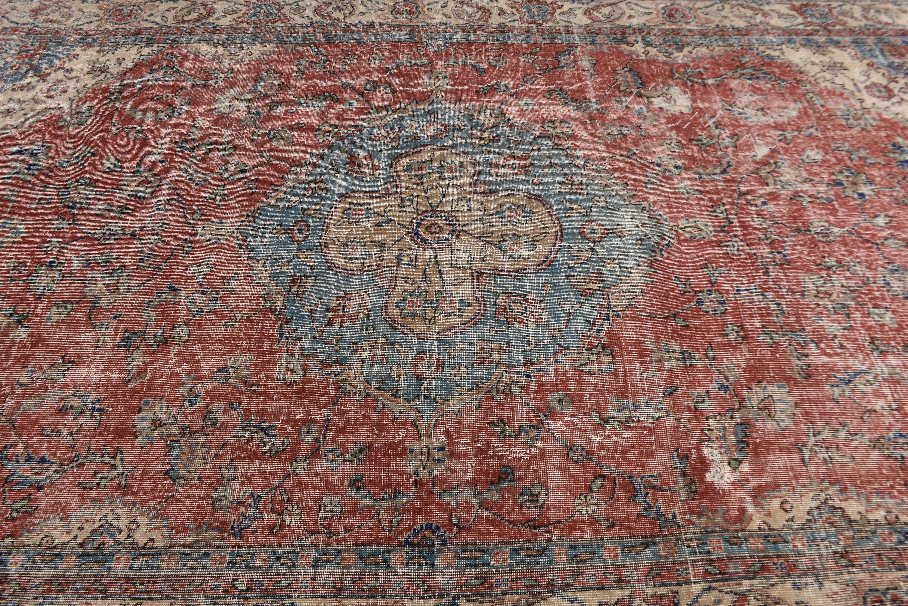 Kırmızı Yer Halısı, Antika Halı, Harika Halı, Türk Halısı, Büyük Boy Vintage Halı, Büyük Boy Türk Halıları, 6.6x10.9 ft Büyük Boy Halılar, Vintage Halı