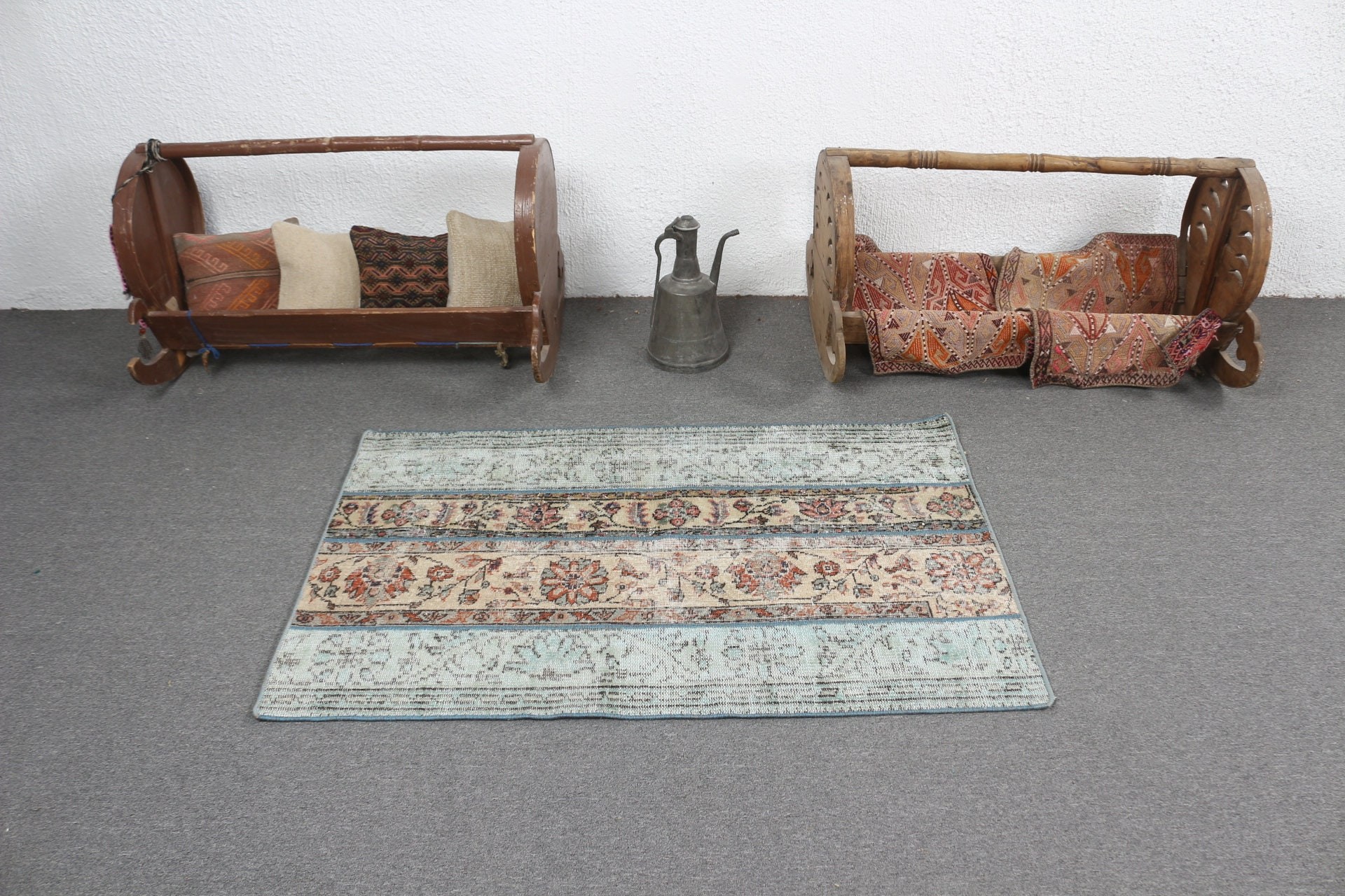 Kitchen Rugs, Wall Hanging Rug, Green Cool Rugs, Bedroom Rug, 2.8x4.3 ft Small Rugs, Vintage Rug, Turkish Rug, Floor Rug, Anatolian Rug